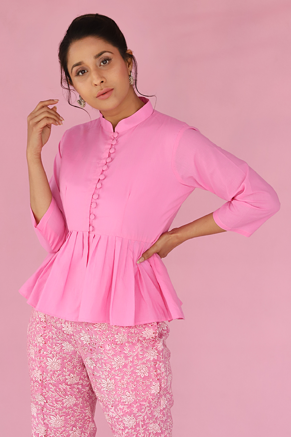 PINK PEPLUM TOP