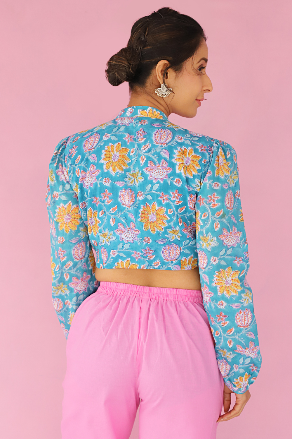 TEAL FLORAL CROP TOP