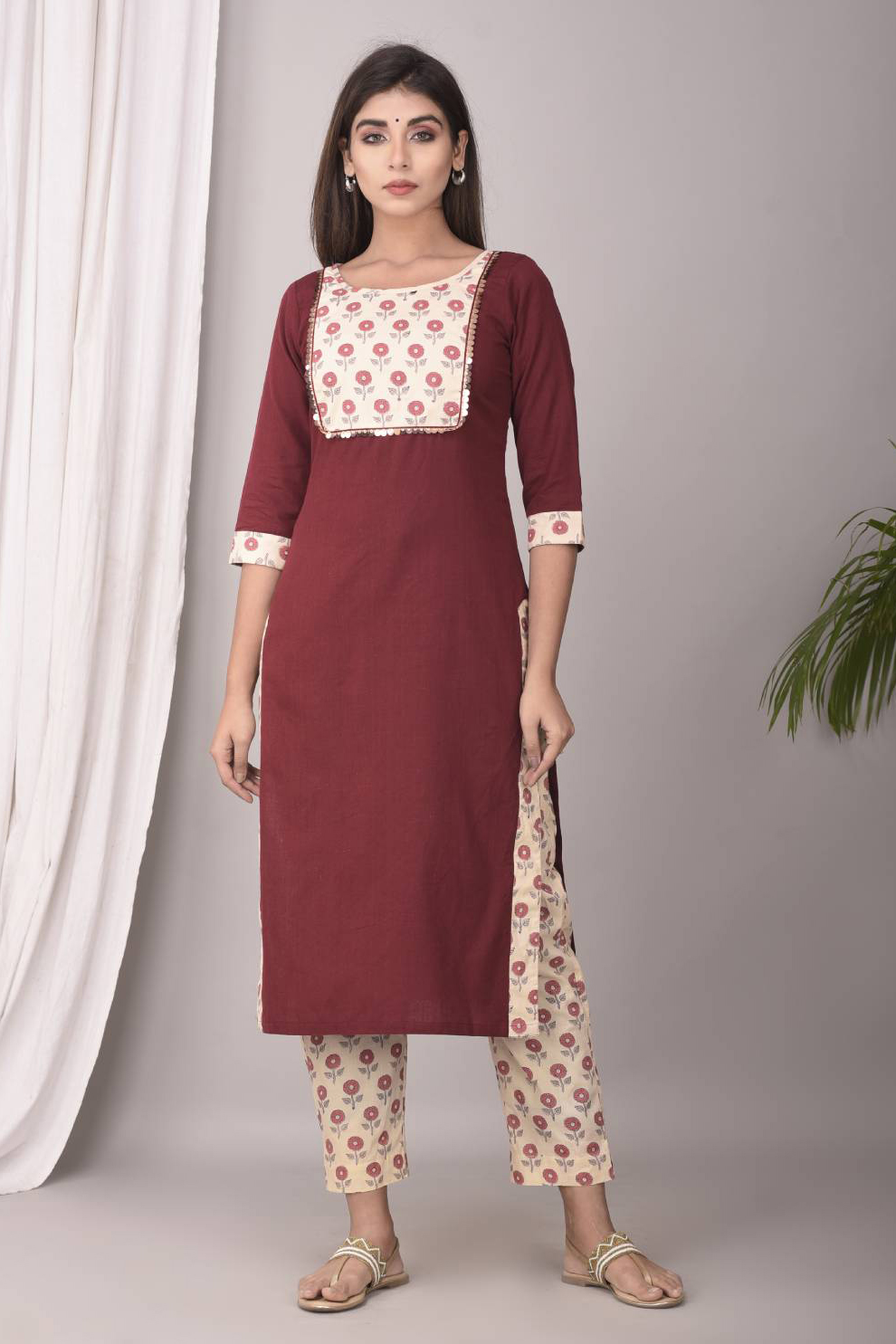 MAROON DAISY KURTA