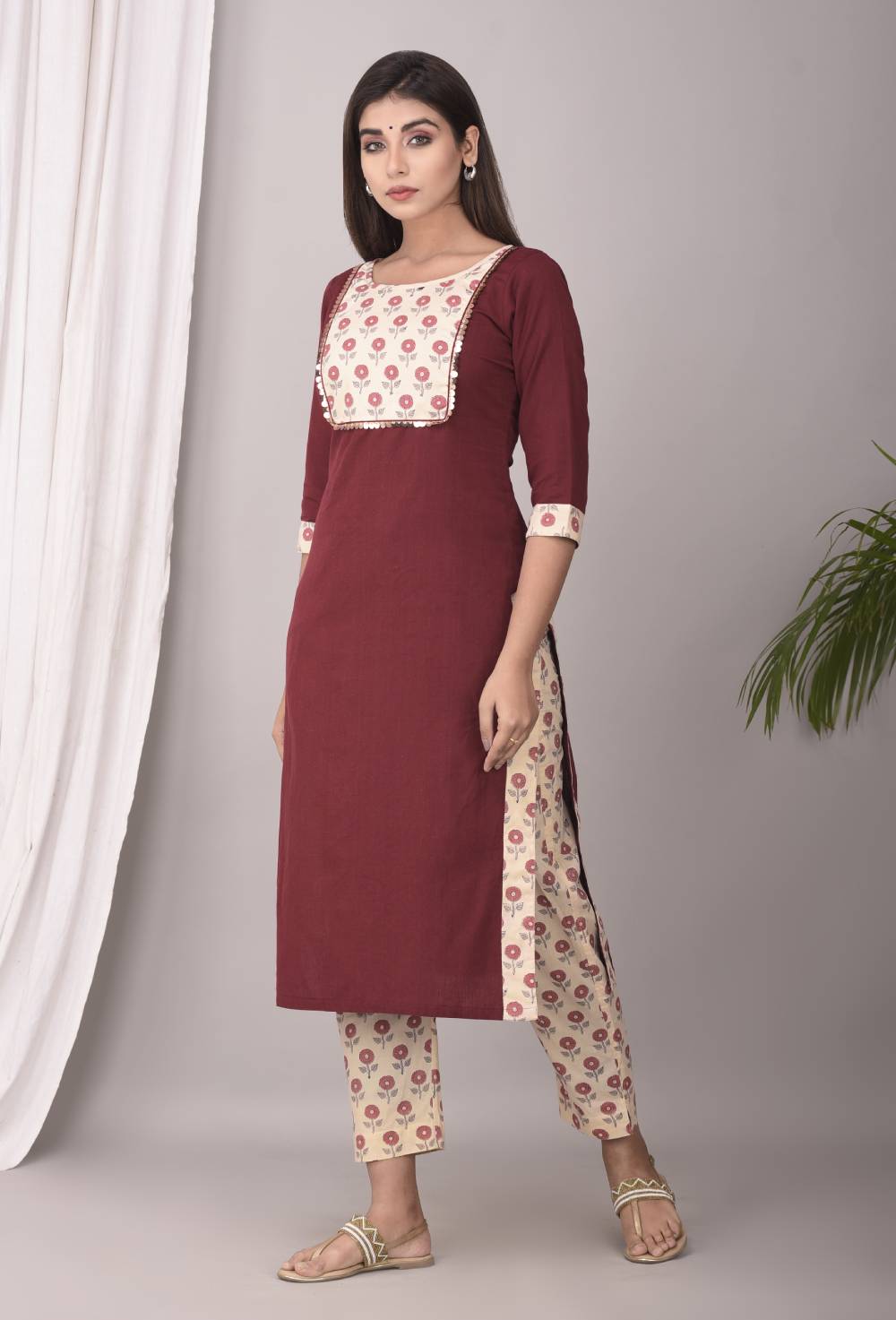 MAROON DAISY KURTA