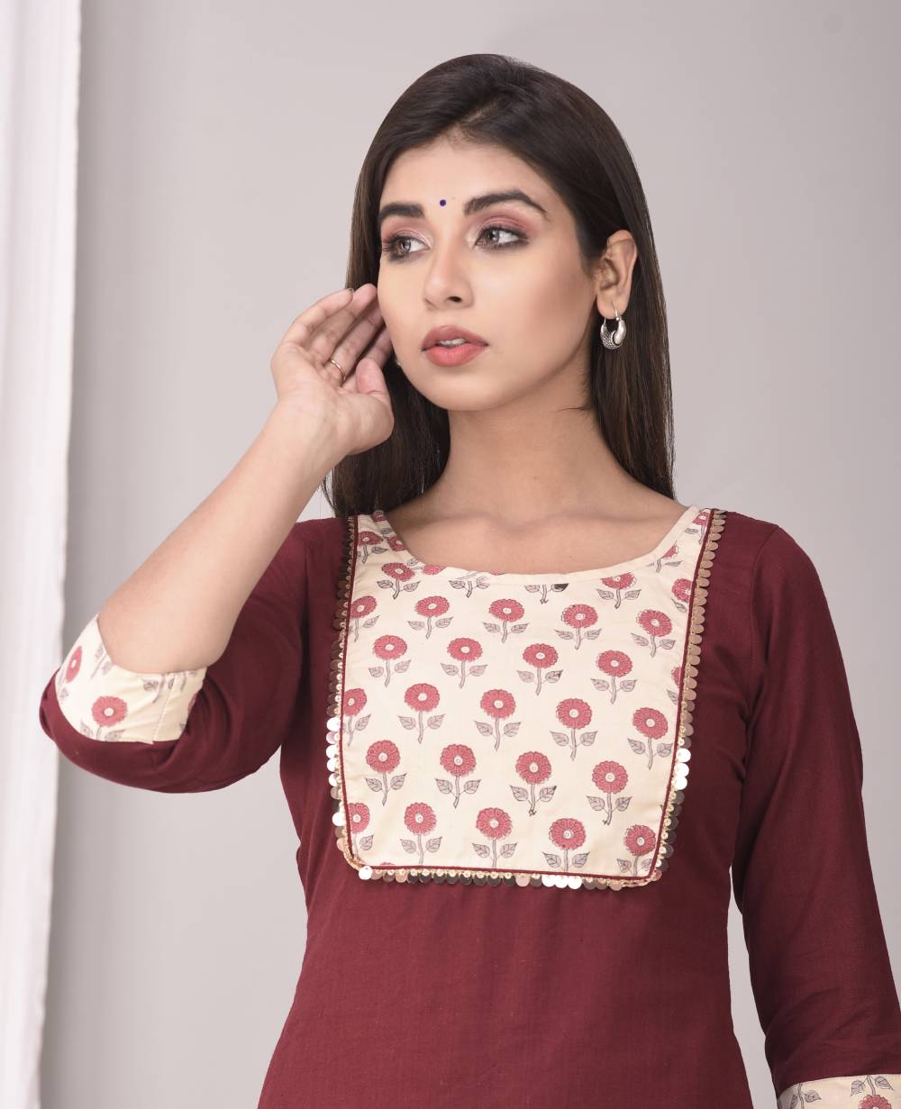 MAROON DAISY KURTA