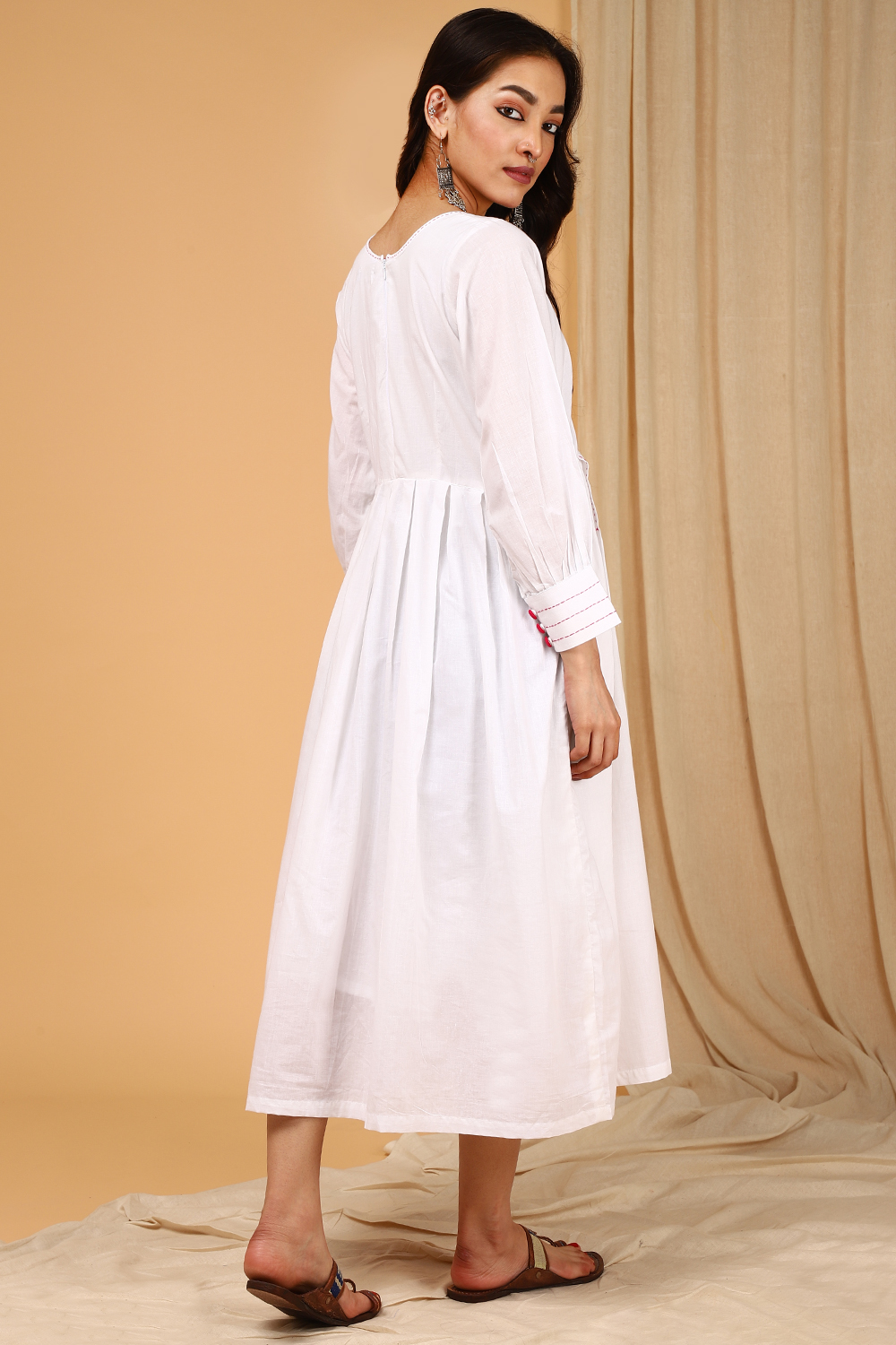 WHITE KANTHA DRESS