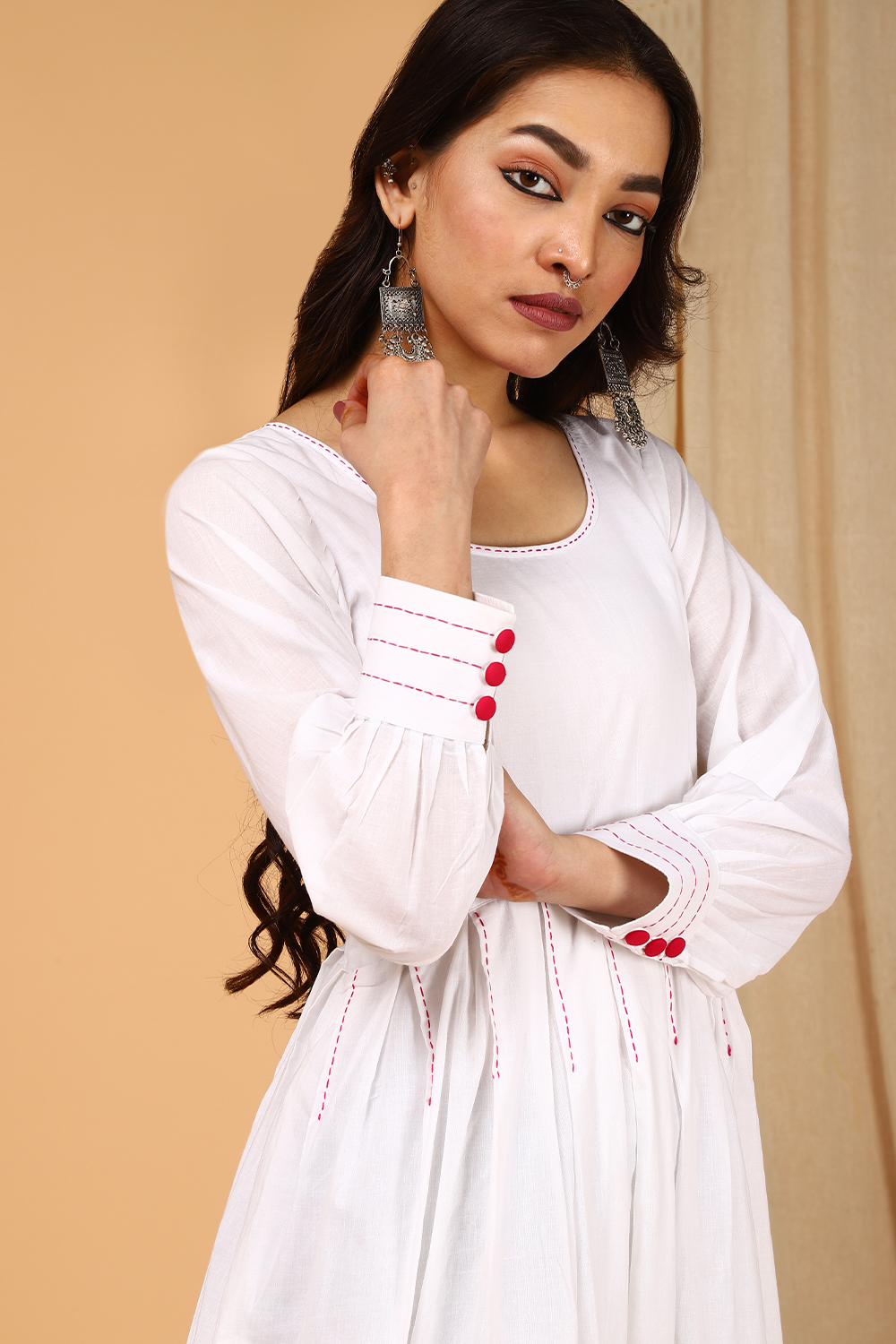WHITE KANTHA DRESS