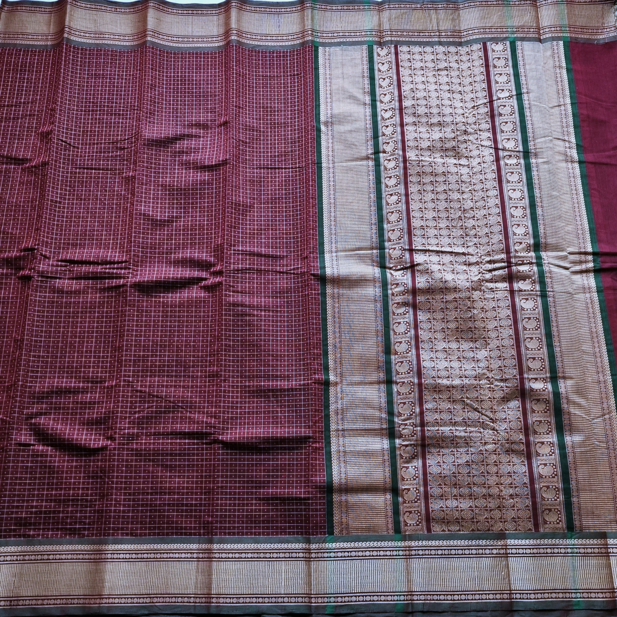 Kanchi cotton maroonish brown Lakshadeepam