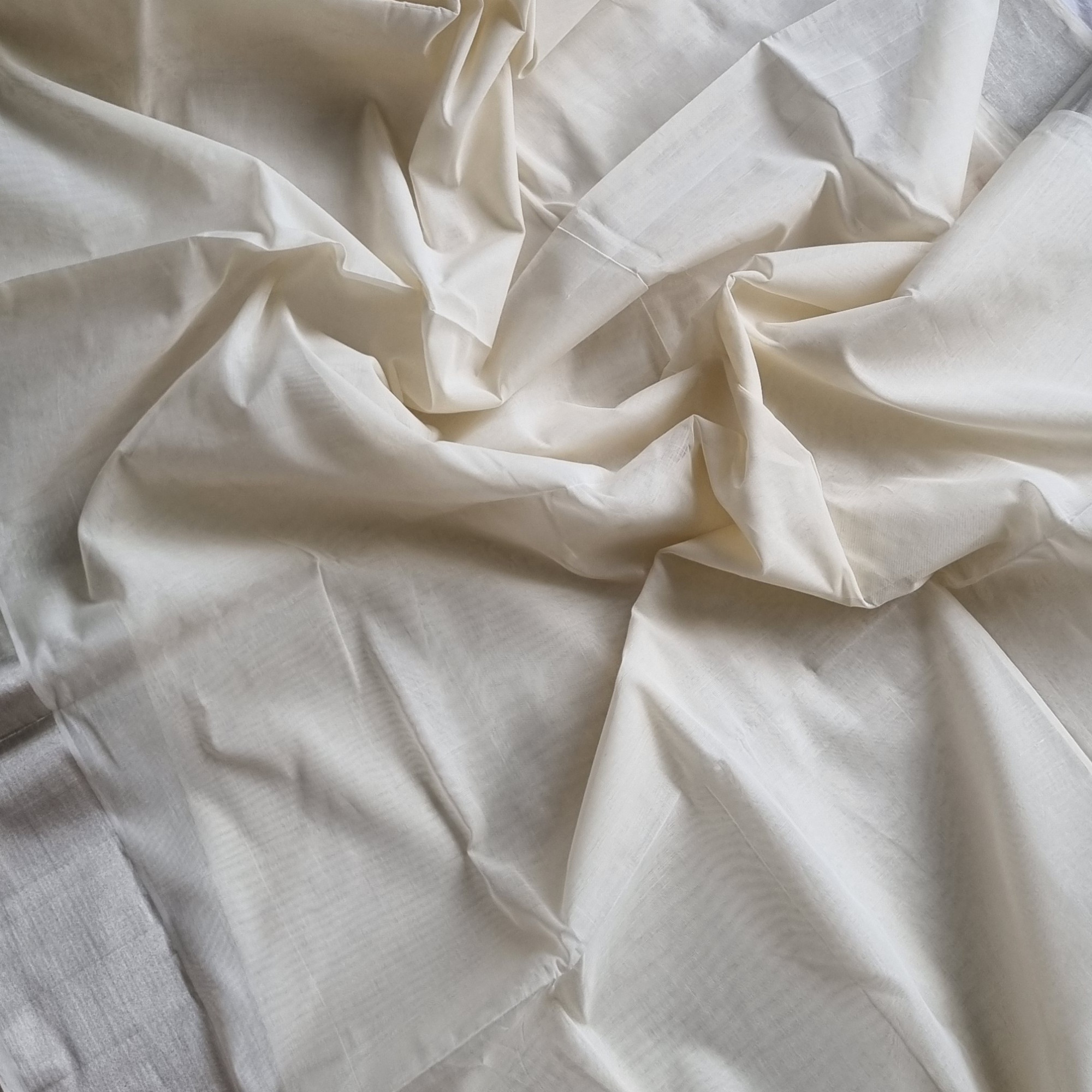 Kerala cotton Kasavu with silver colored borders