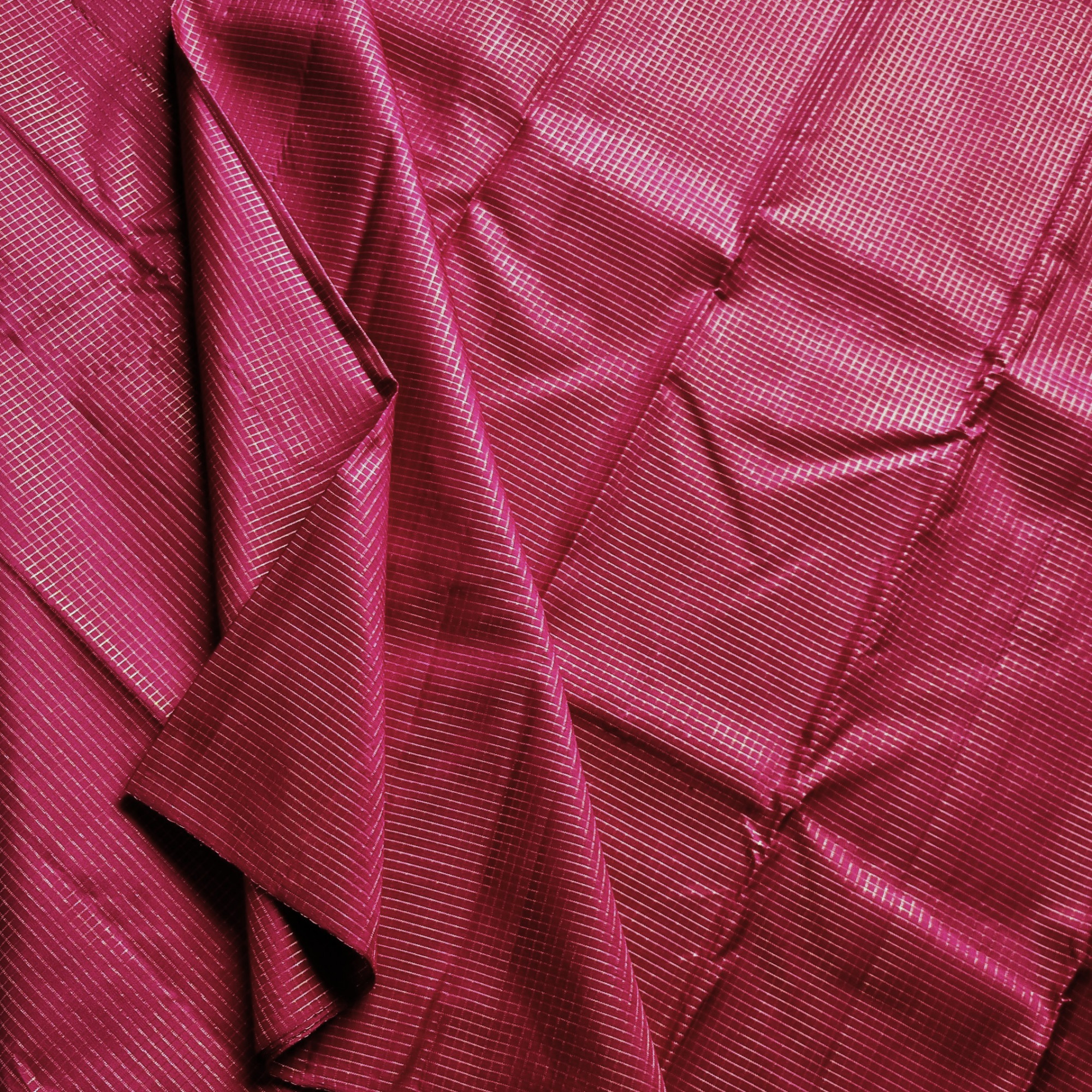 YARDAGE Kanjivaram Silk arakku red with zari kattam