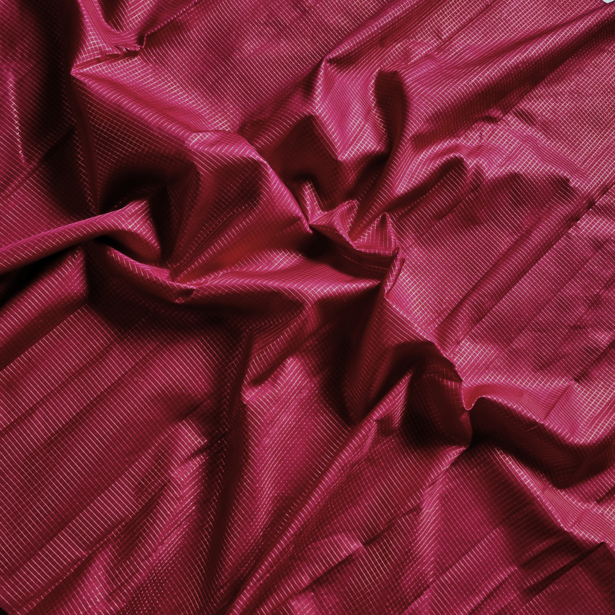 YARDAGE Kanjivaram Silk arakku red with zari kattam