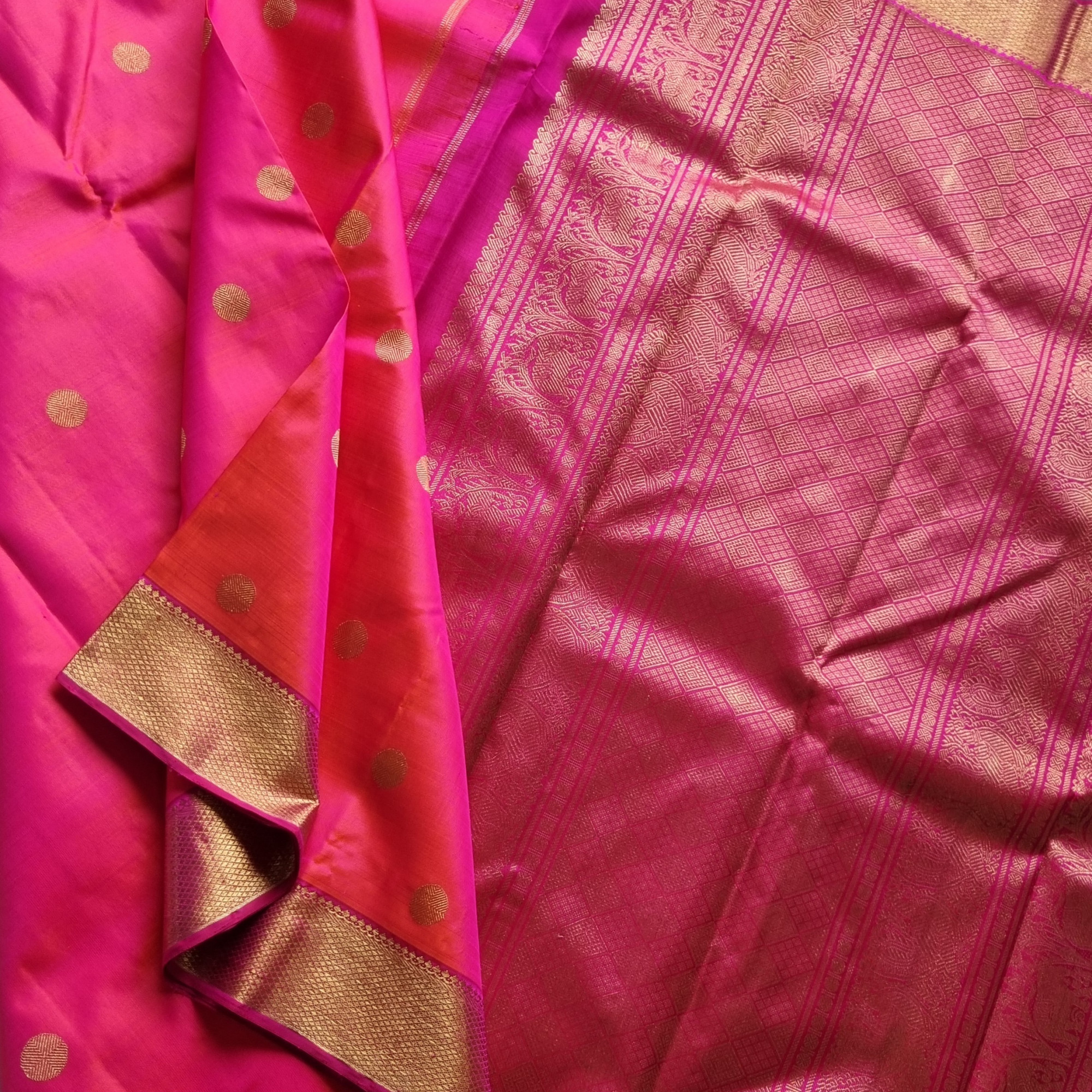 Kanjivaram Silk shot orange rose