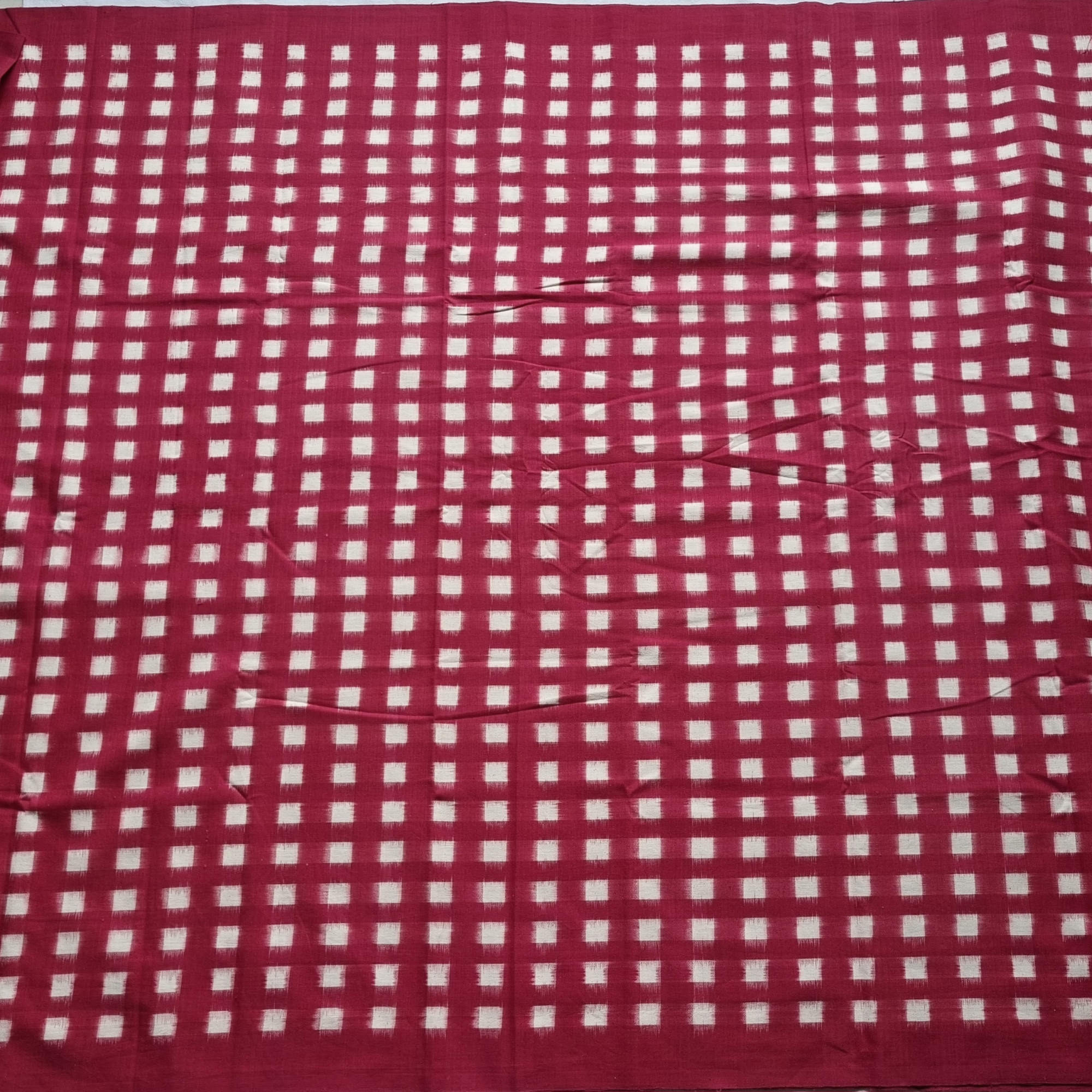 YARDAGE - Double ikat cotton pink and white