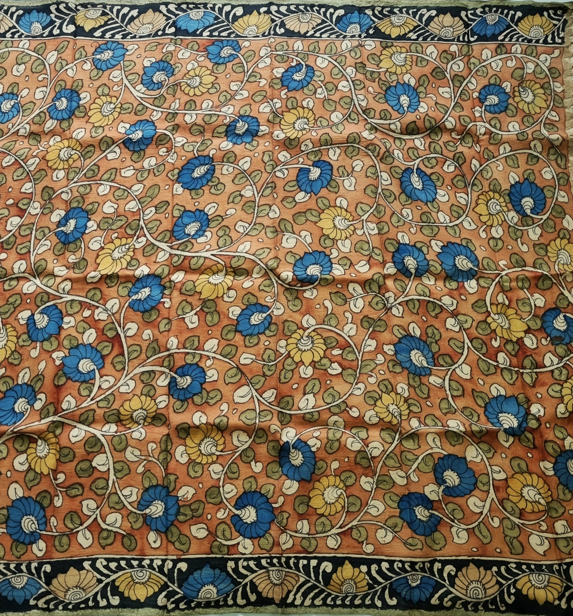 YARDAGE -  Kanjivaram Silk with Kalamkari