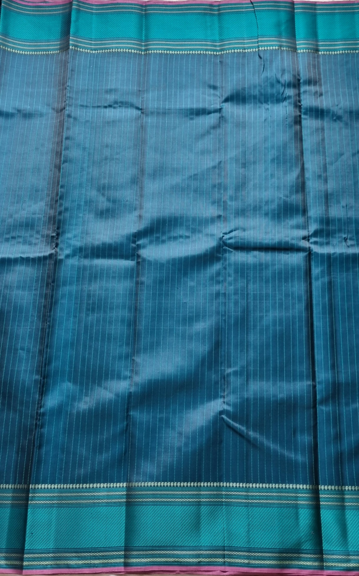 Kanjivaram Silk Pastel steel blue threadwork