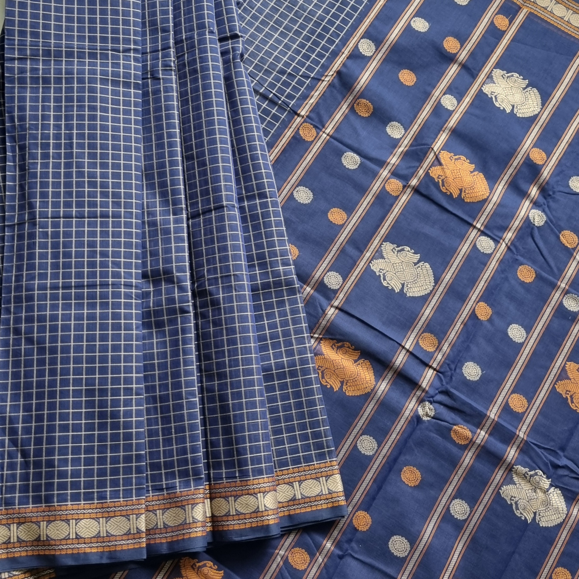Kanchi Cotton blue checked