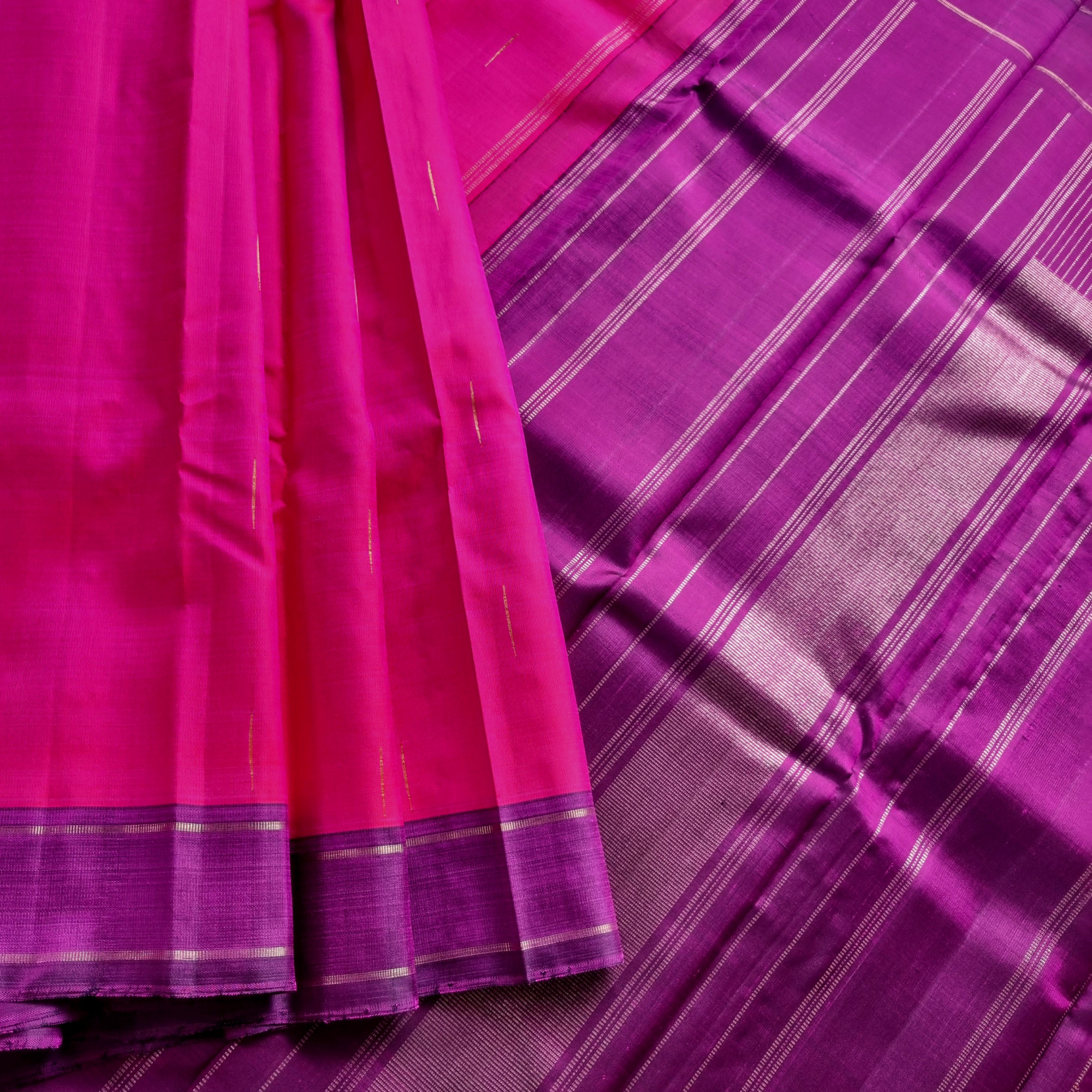 Kanjivaram Silk pink and shot purple Mazhai thuli