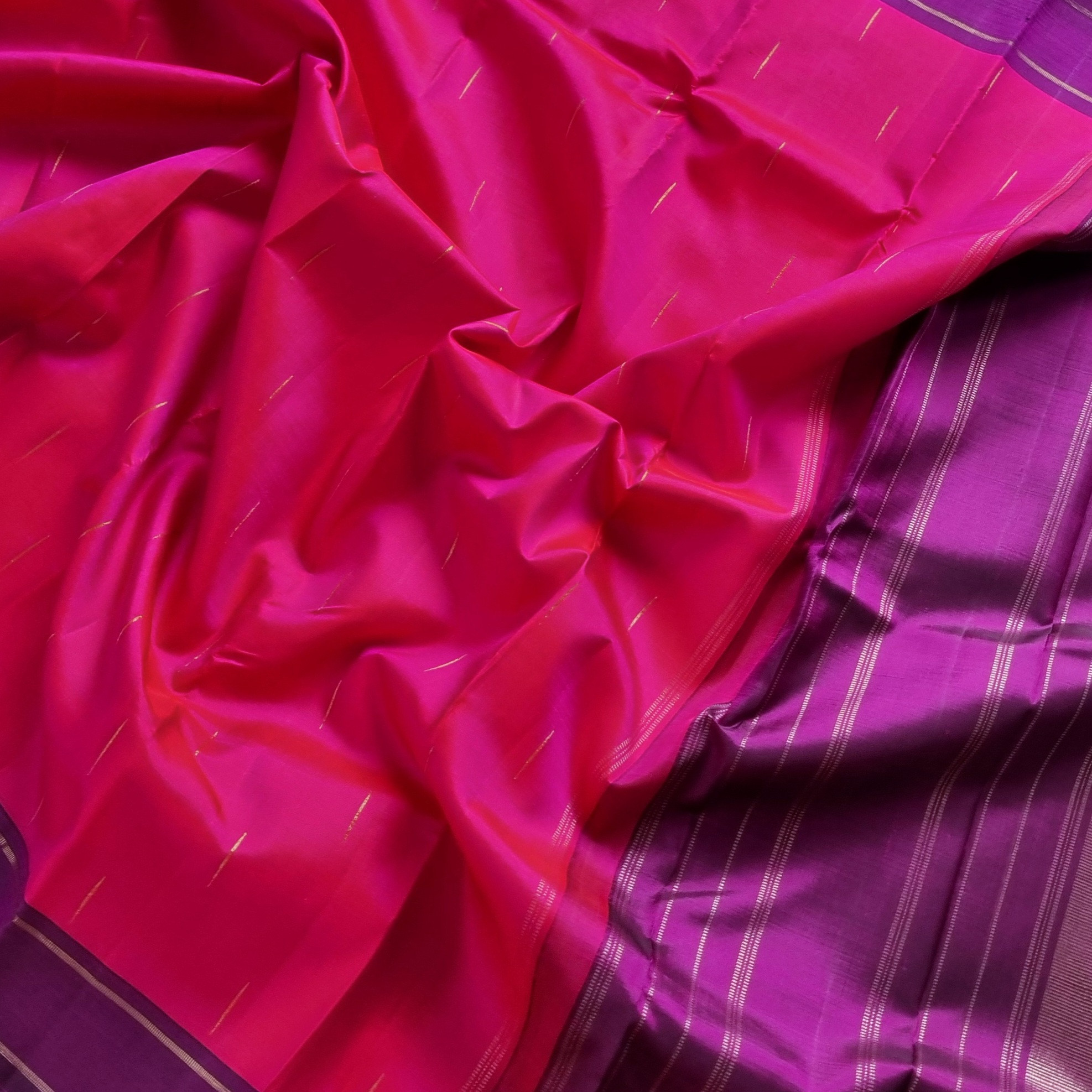Kanjivaram Silk pink and shot purple Mazhai thuli