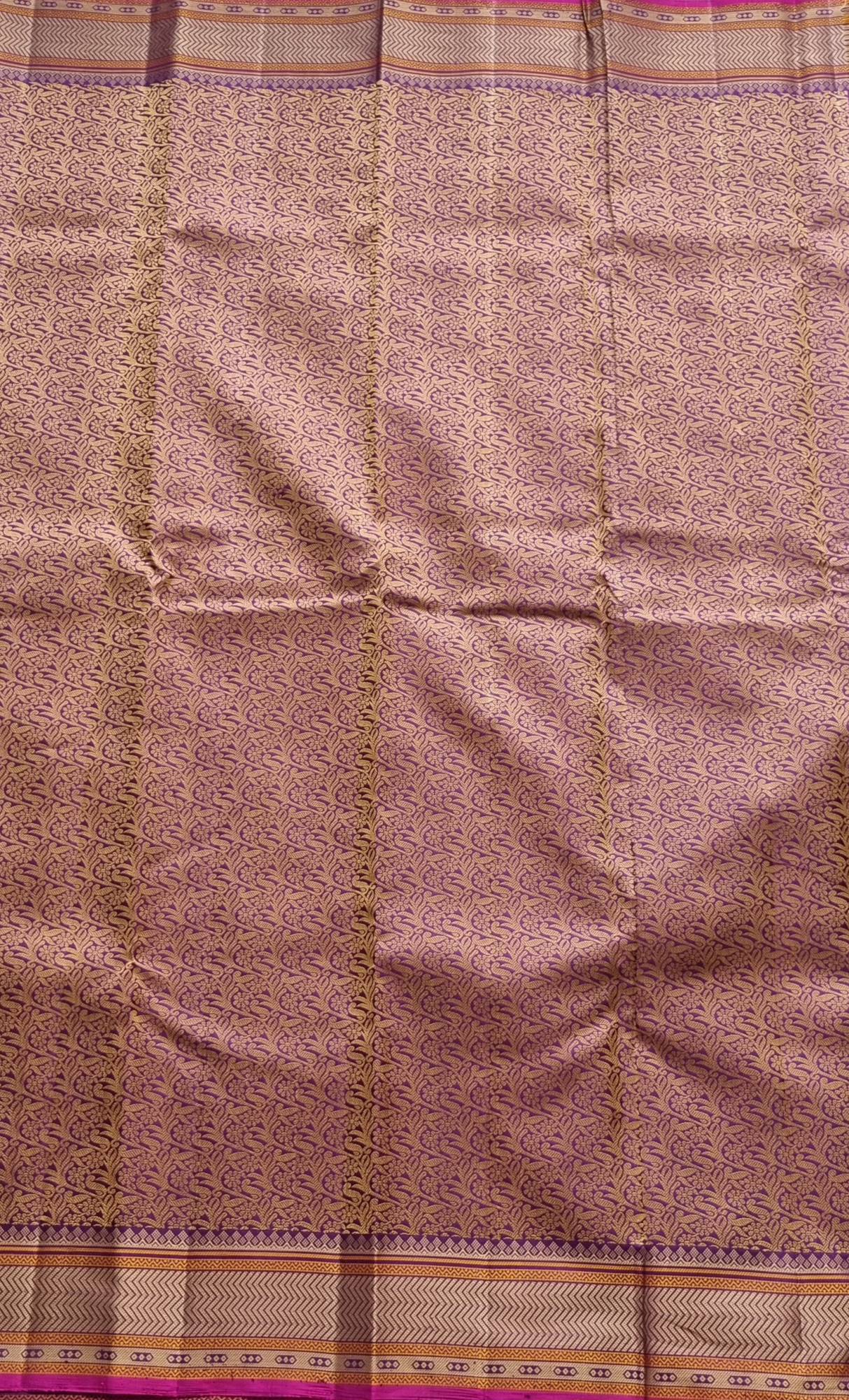 Kanjivaram Silk deep purple threadwork