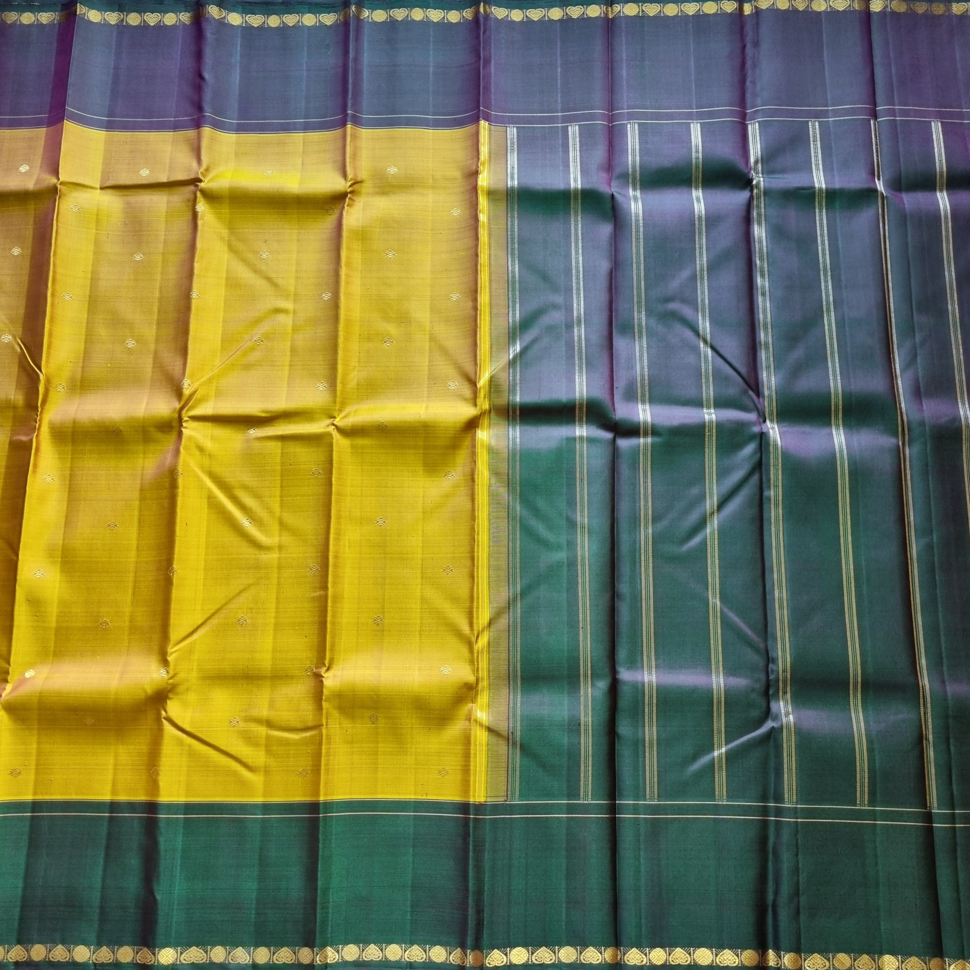 Kanjivaram Silk vintage mustard green
