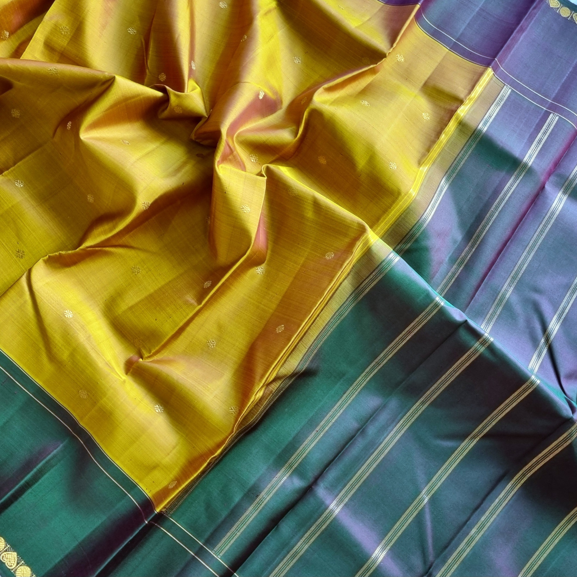 Kanjivaram Silk vintage mustard green