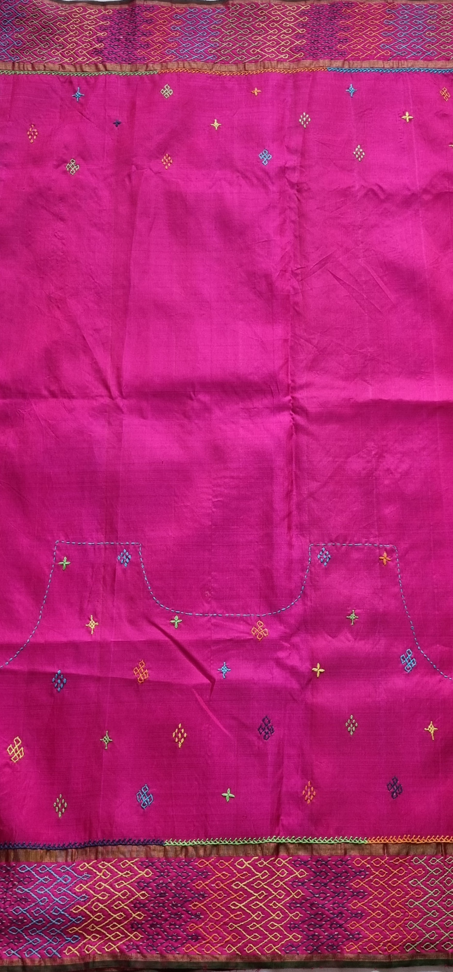Lambani X Kanjivaram Silk pastel pink checked