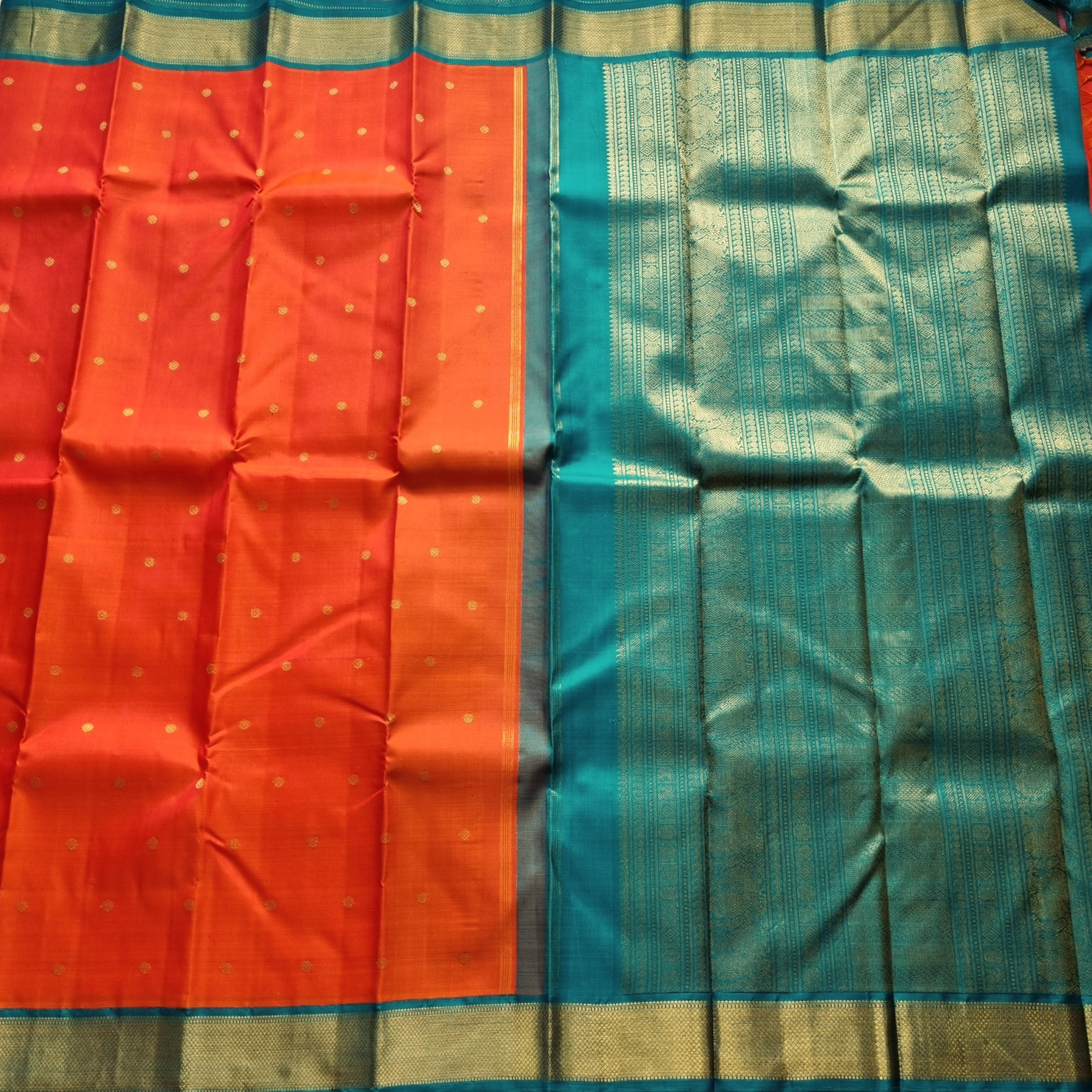 Kanjivaram Silk Orange Korvai