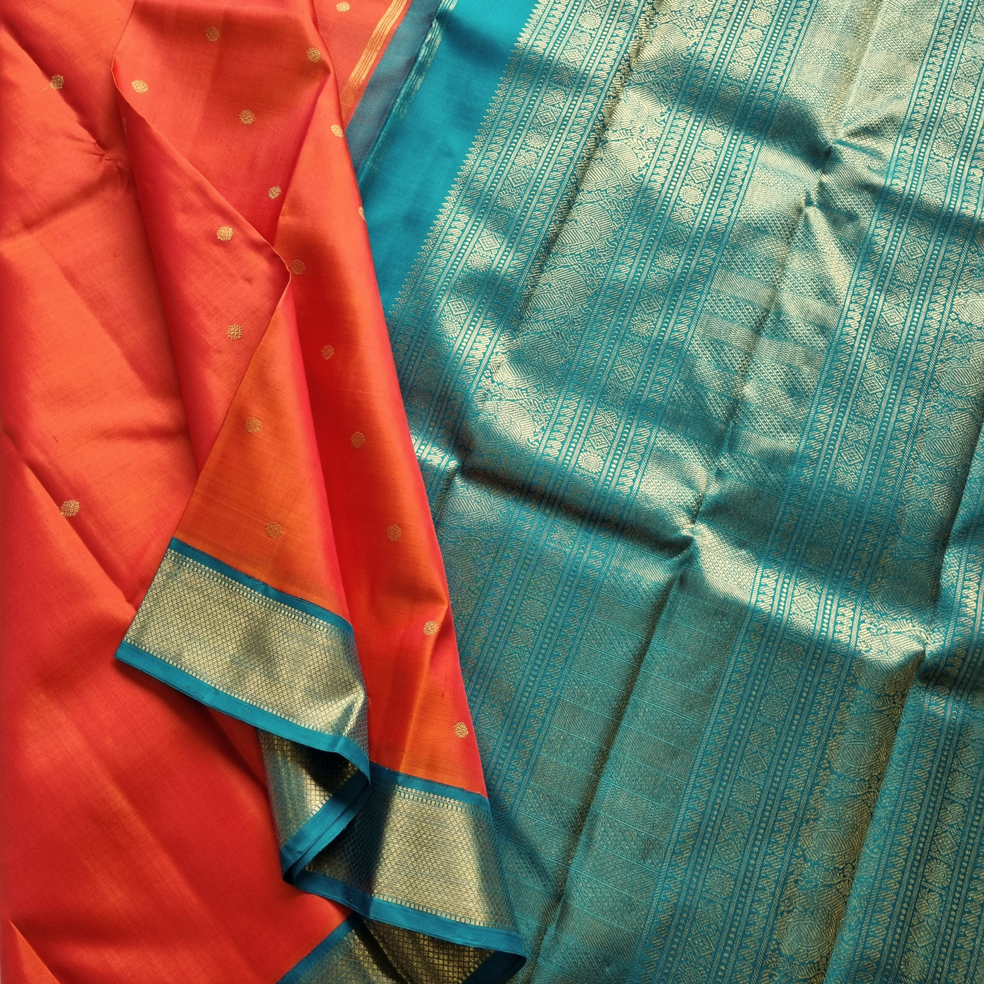 Kanjivaram Silk Orange Korvai
