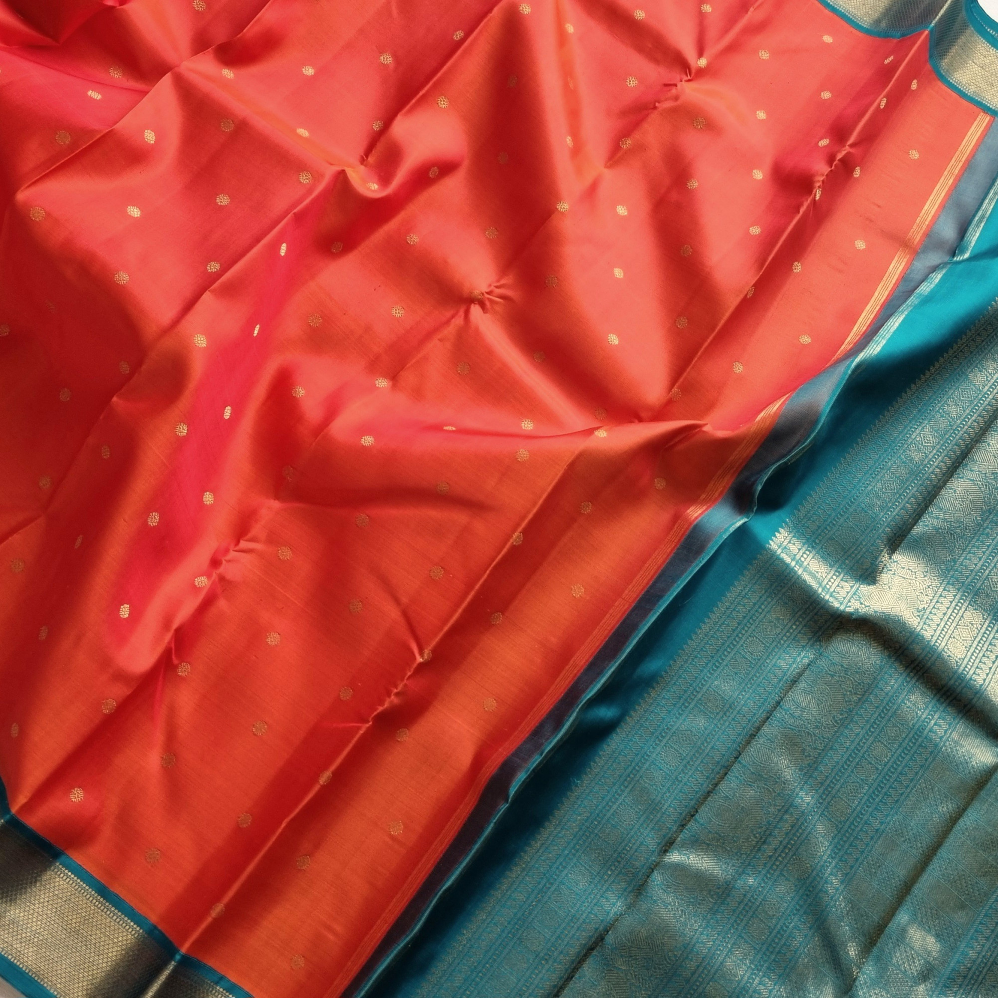 Kanjivaram Silk Orange Korvai