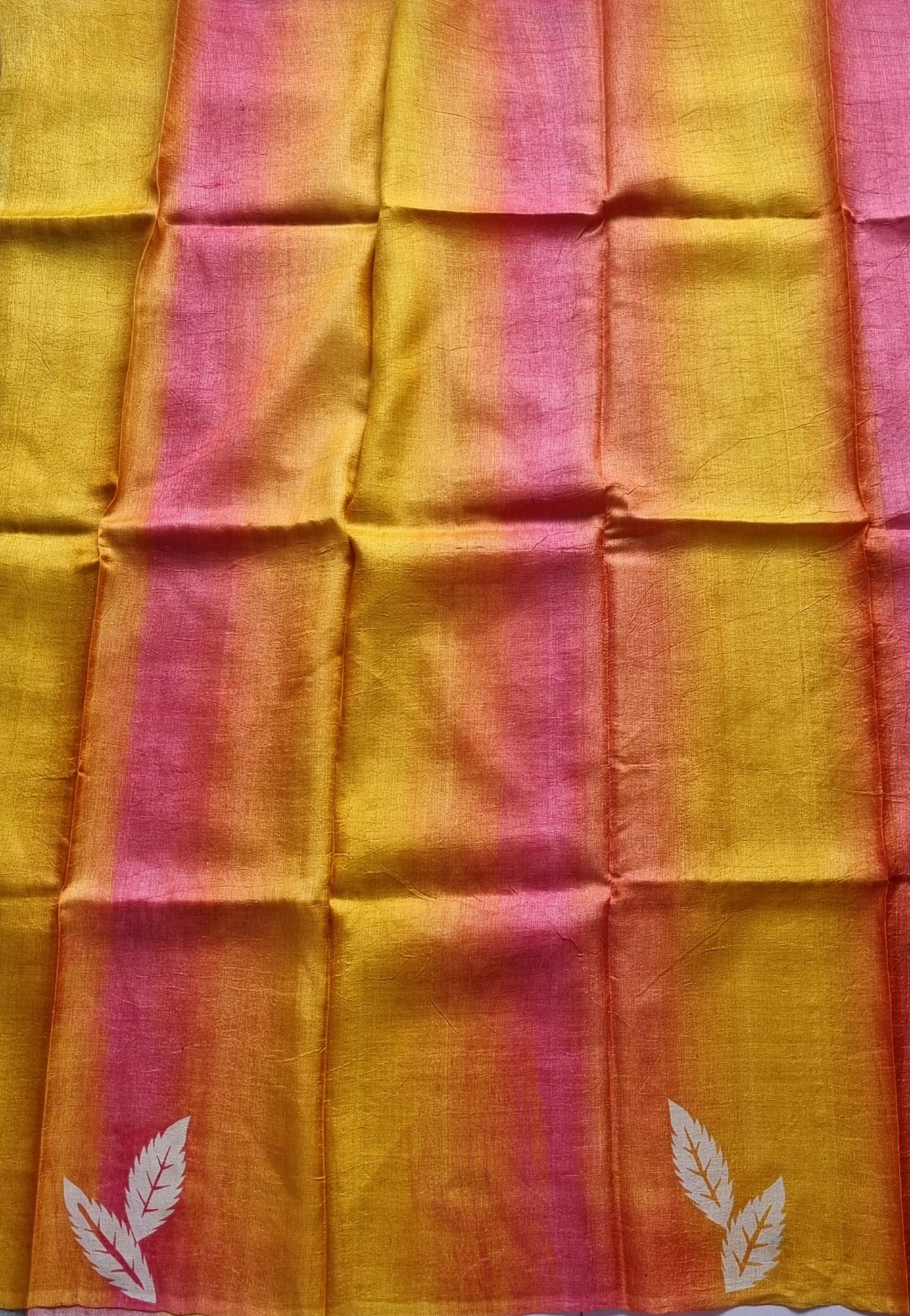 Tussar block printed sage green