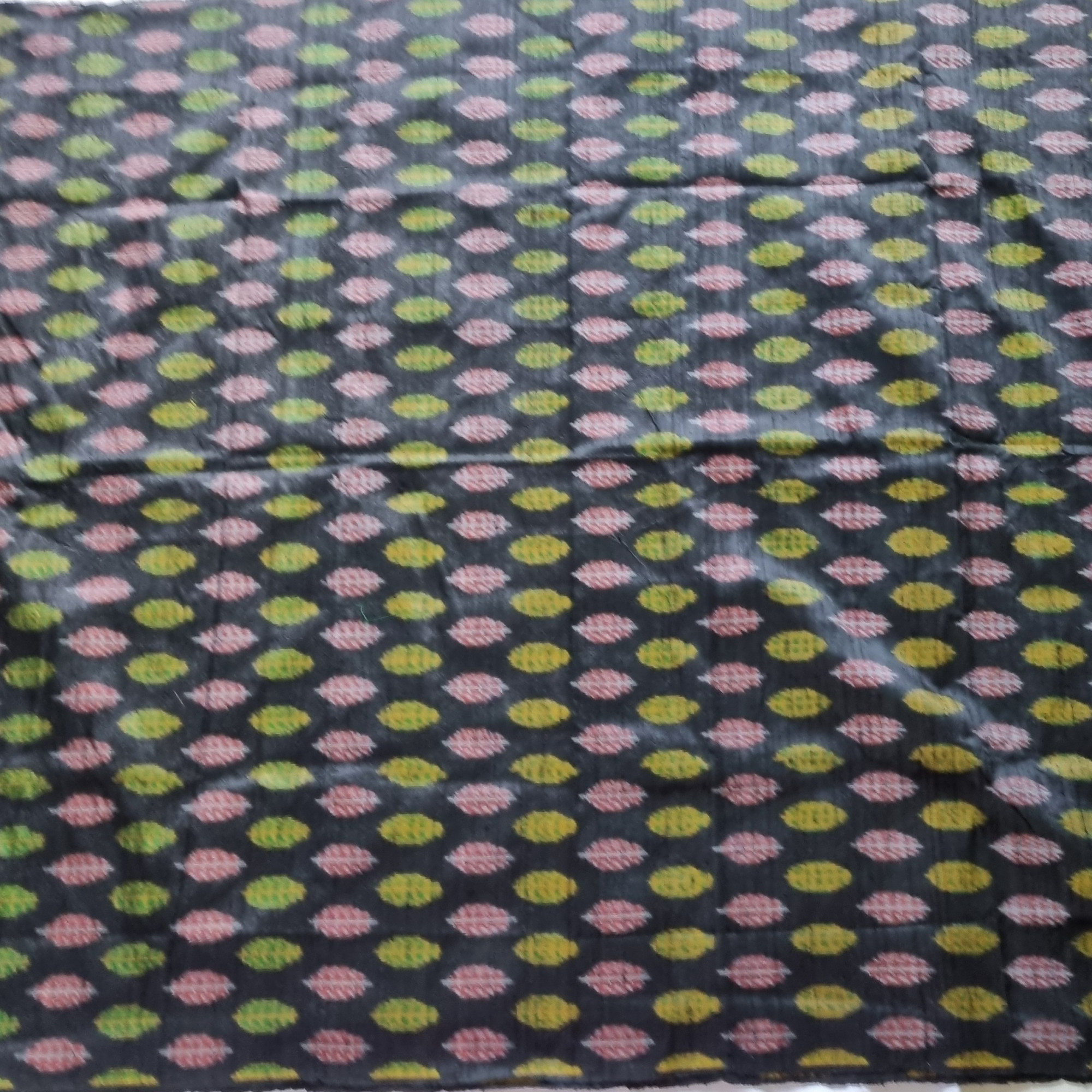 YARDAGE - Raw silk Ikat black