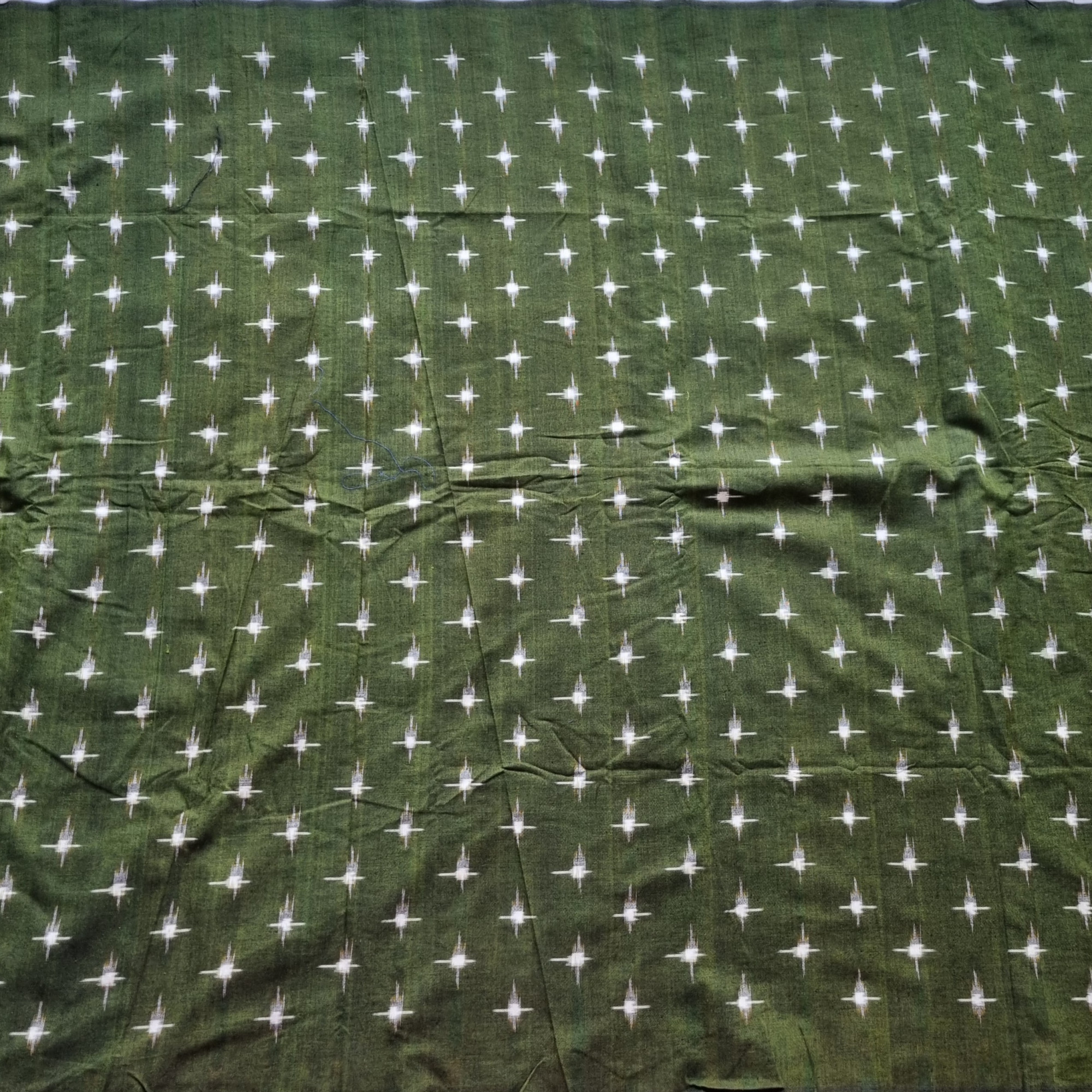 YARDAGE - Double ikat cotton olive green