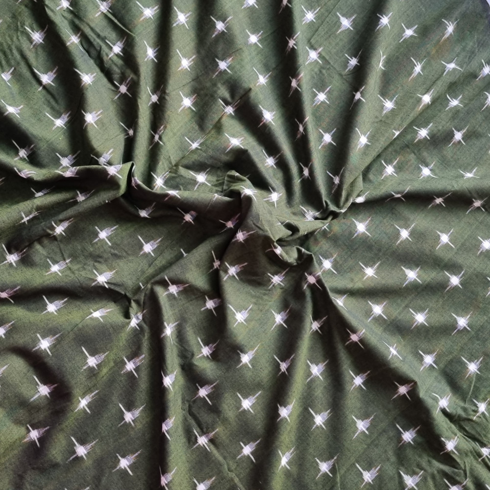Image of YARDAGE - Double ikat cotton olive green
