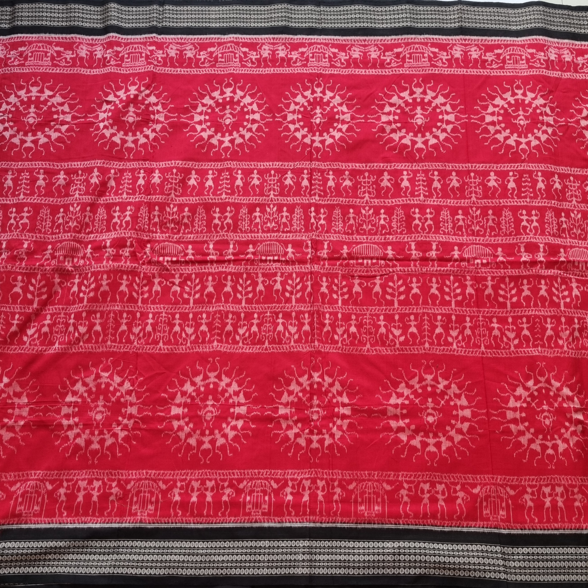 YARDAGE - Cotton Ikat red Sambalpuri