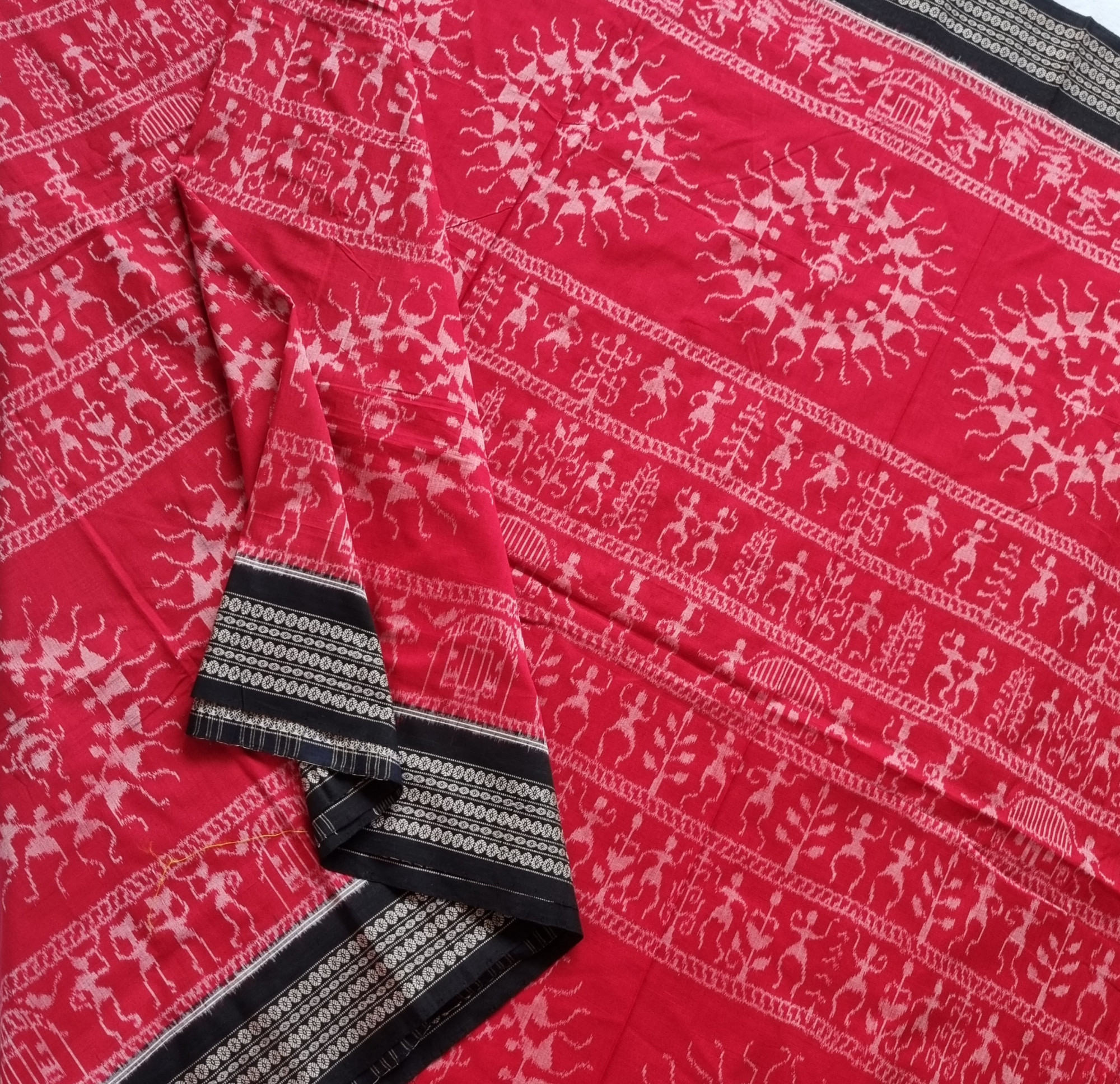 YARDAGE - Cotton Ikat red Sambalpuri