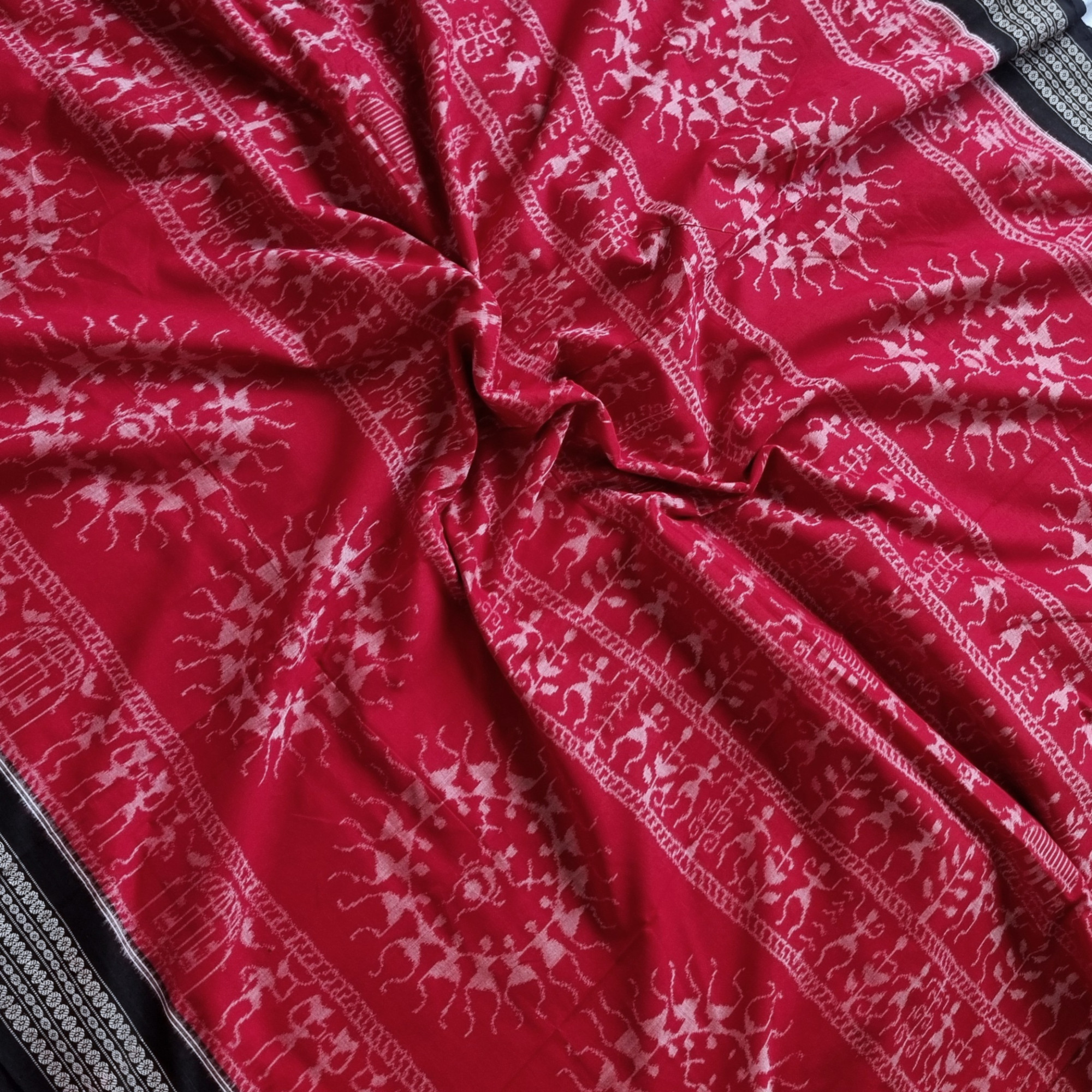 YARDAGE - Cotton Ikat red Sambalpuri