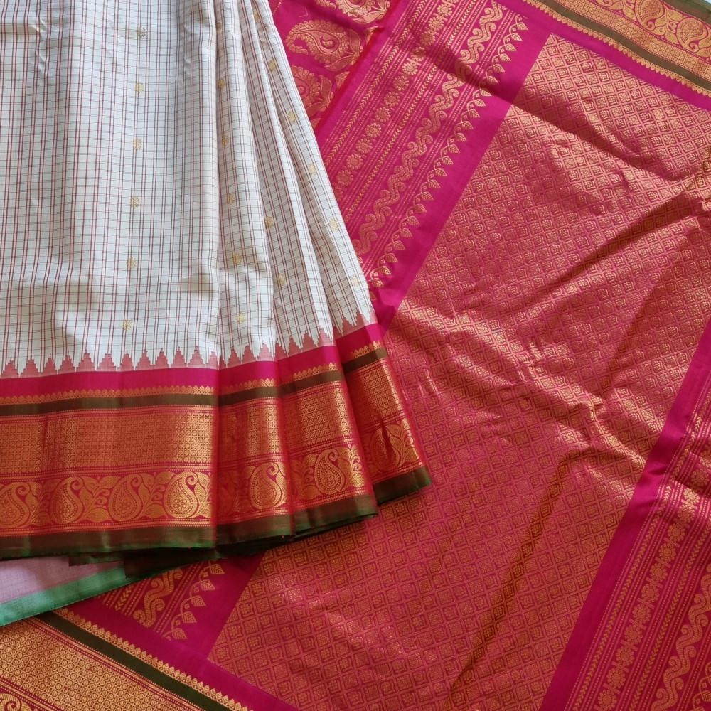 Image of Gadwal Silk beige and pink