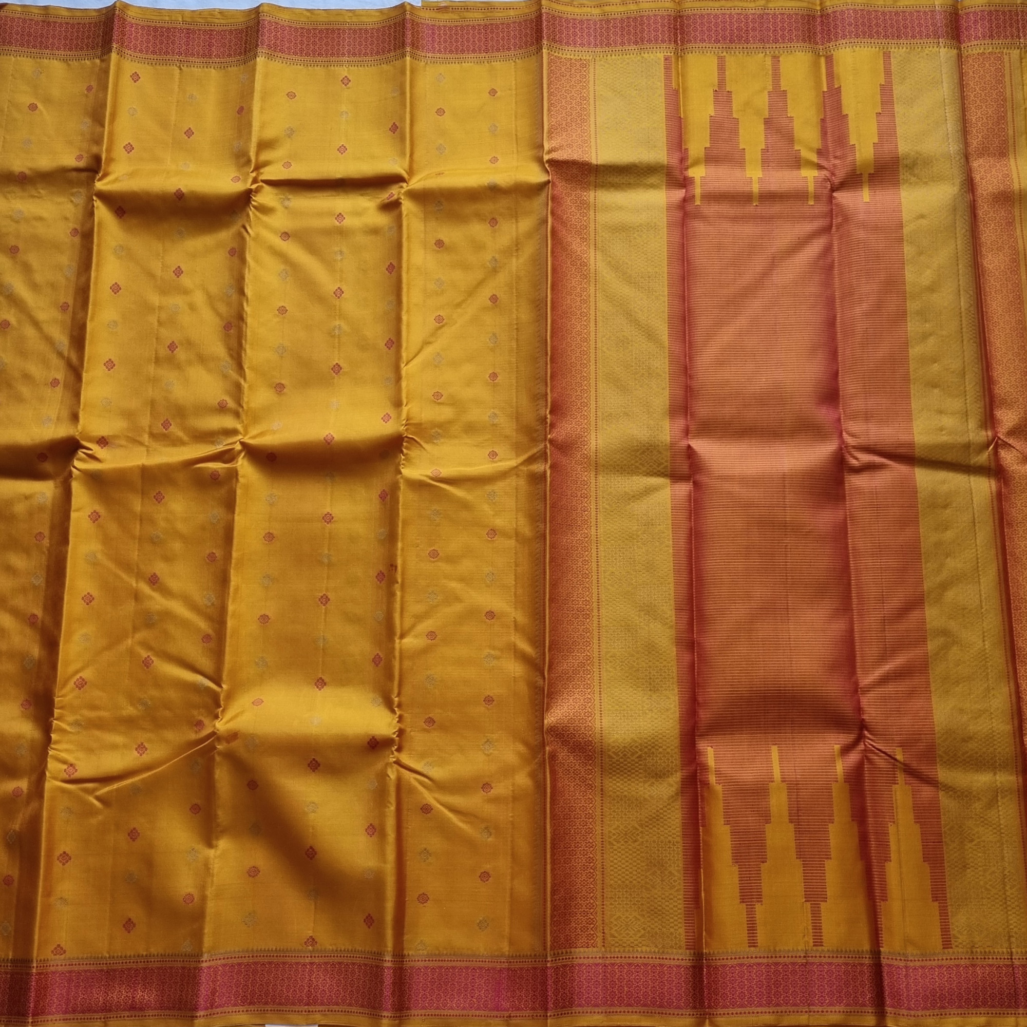 Kanjivaram Silk yellow threadwork