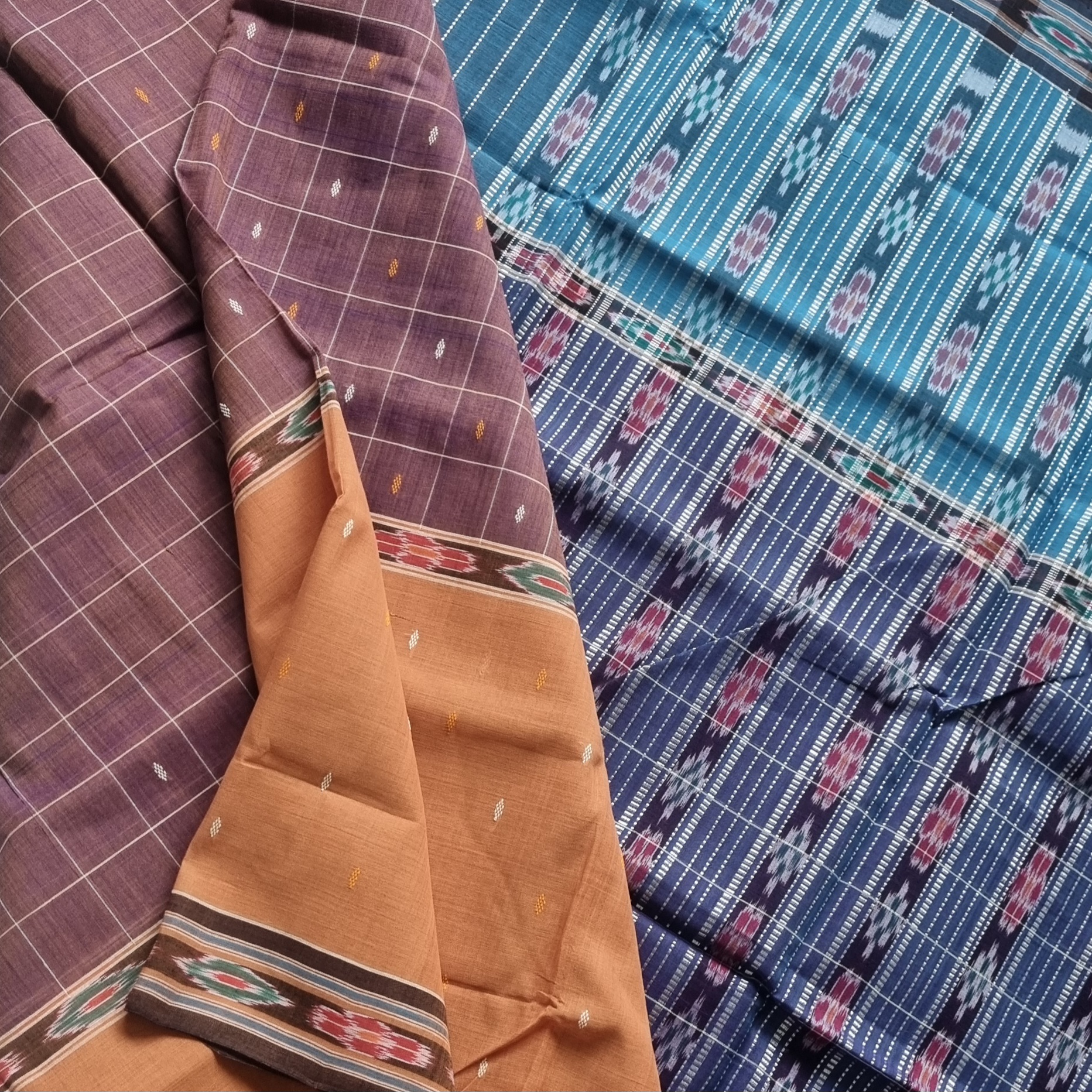 Jagatsinghpur  cotton saree mustard taupe grey