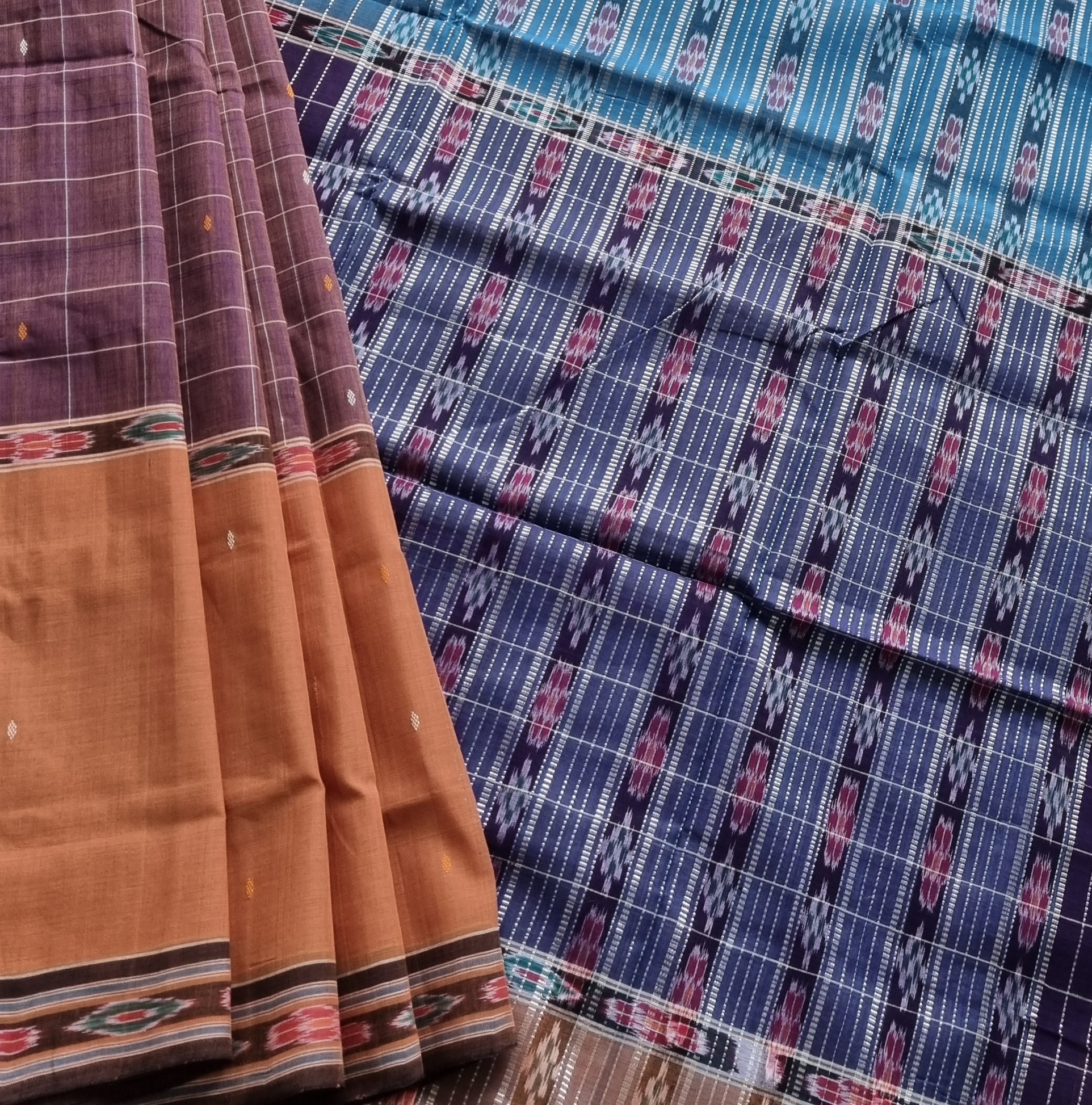 Jagatsinghpur  cotton saree mustard taupe grey