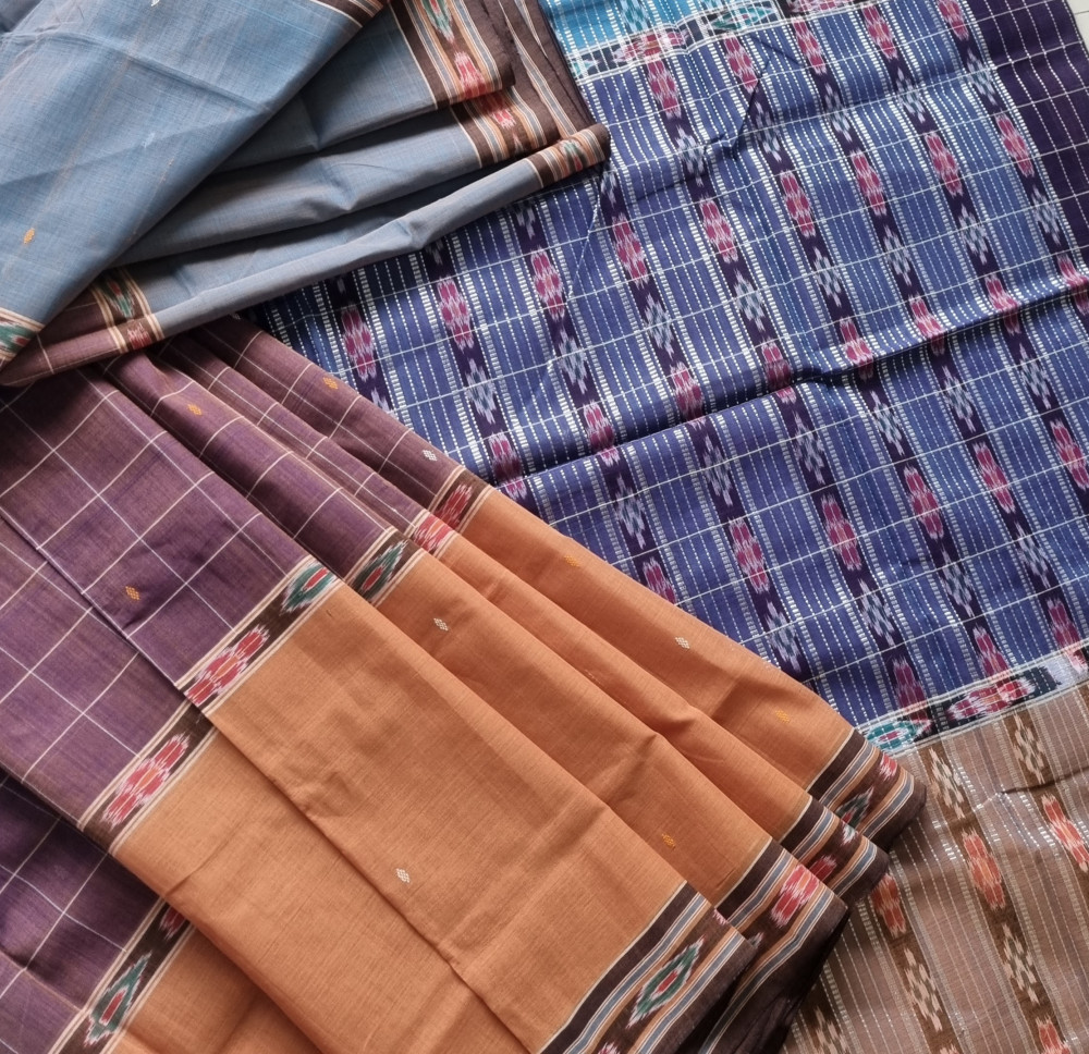 Image of Jagatsinghpur  cotton saree mustard, taupe, grey