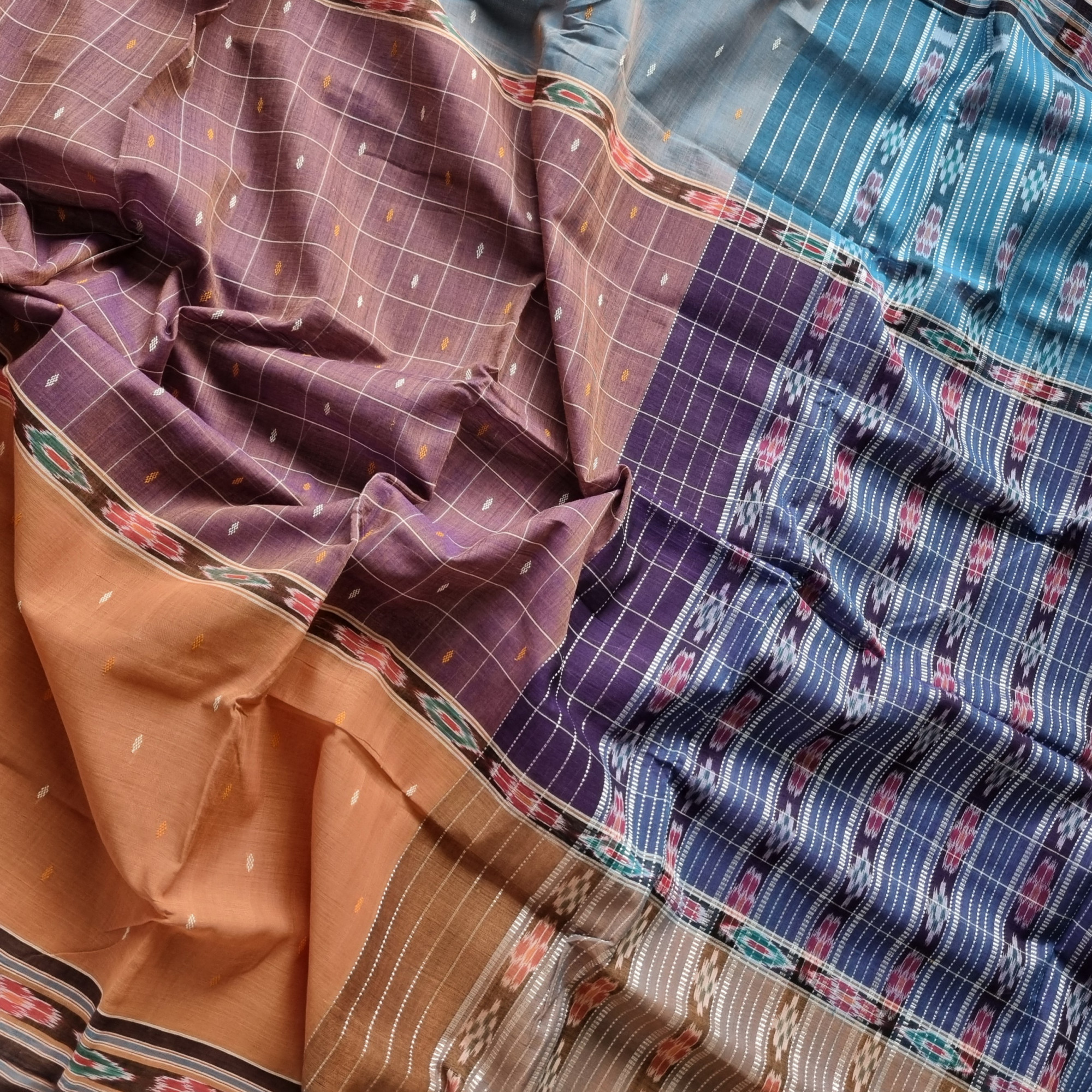 Jagatsinghpur  cotton saree mustard taupe grey