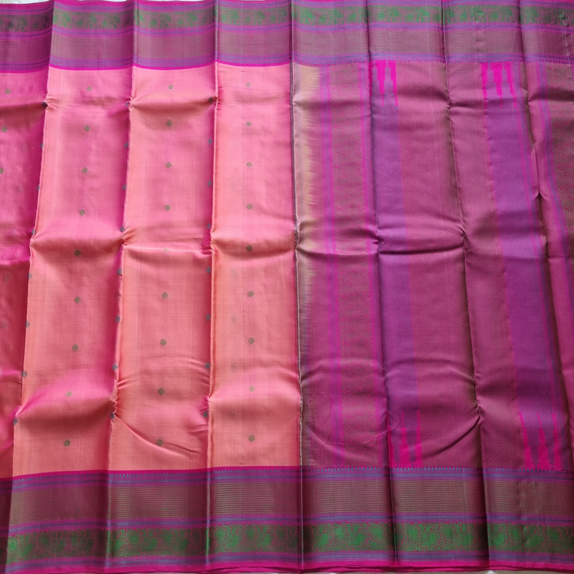 Kanjivaram Silk pink threadwork
