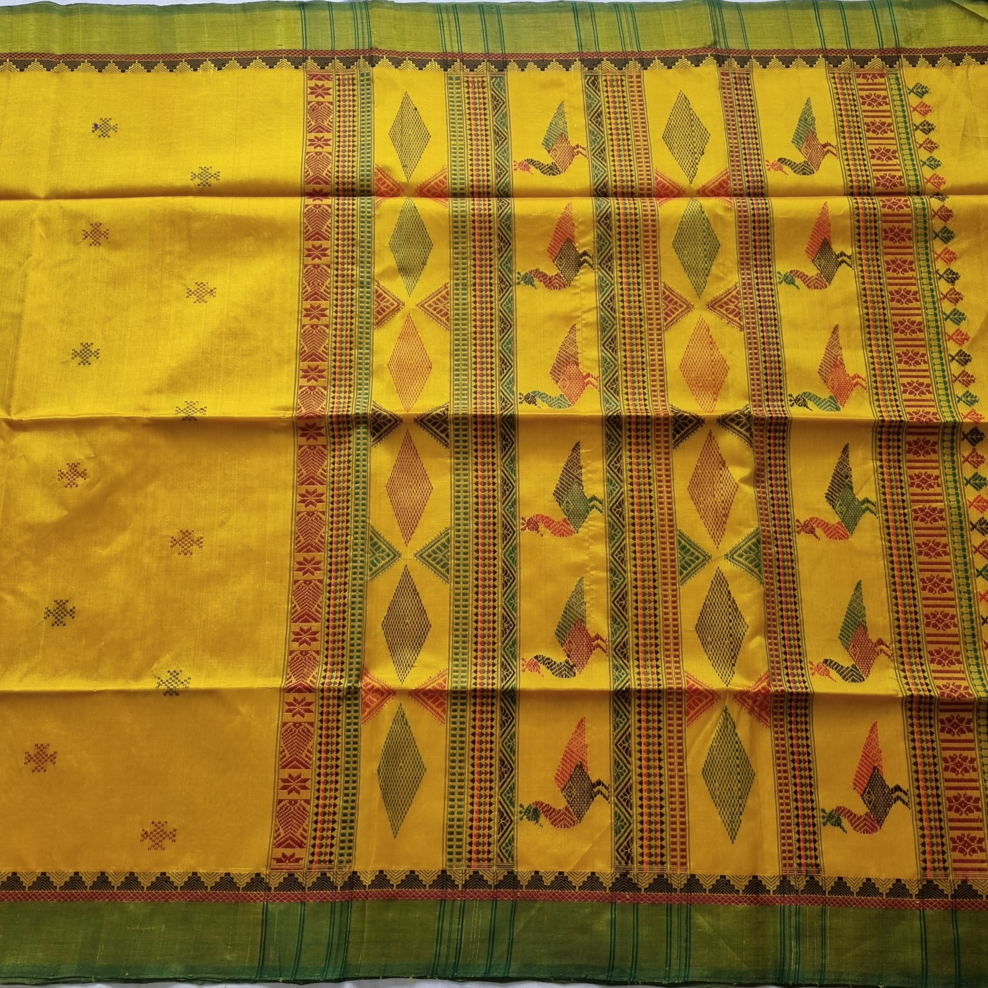 Kanchi Silkcotton yellow Bomkai design