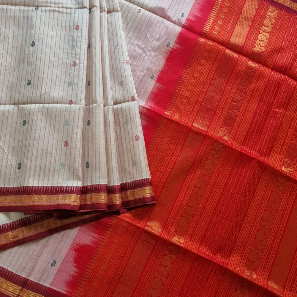 Image of Kanchi Silkcotton beige and red