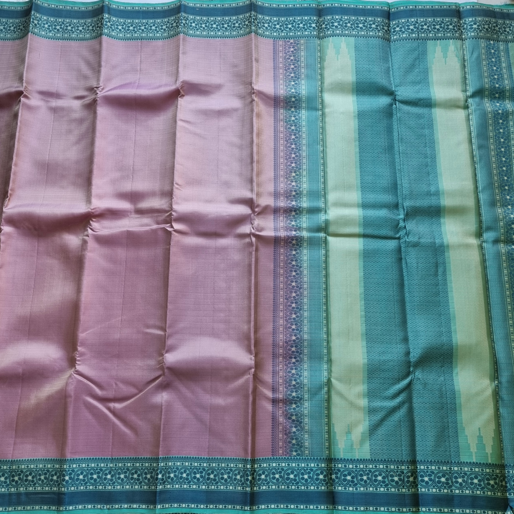 Kanjivaram Silk shot onion pink Meenakari threadwork