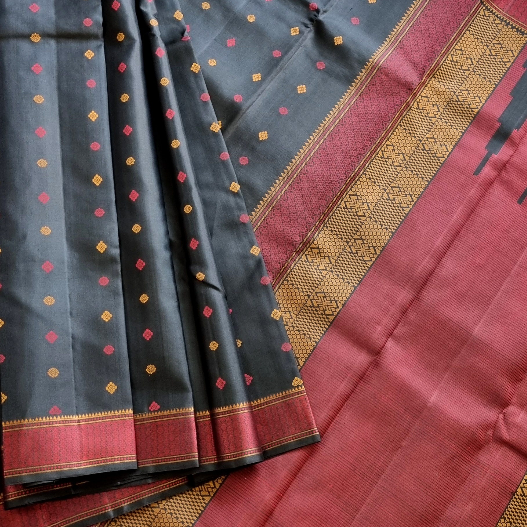 Kanjivaram Silk black threadwork