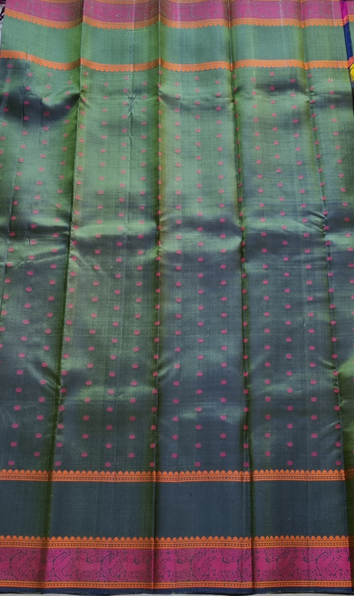 Kanjivaram Silk lime green threadwork