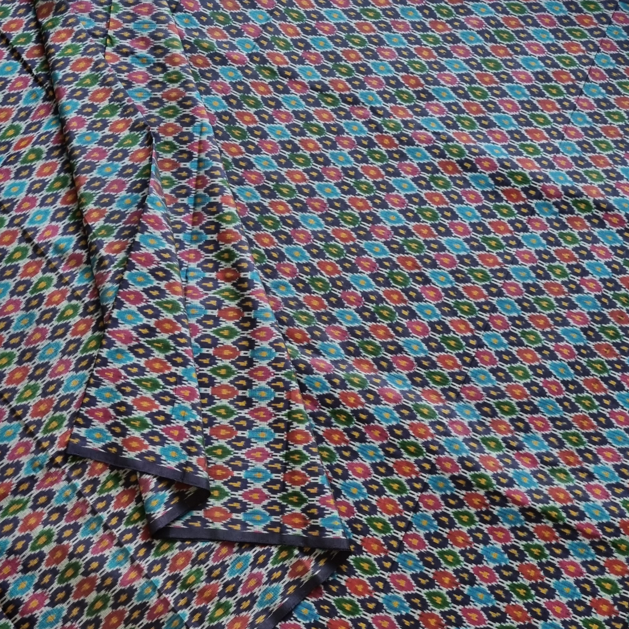 YARDAGE - Silkcotton Ikat deep navy blue