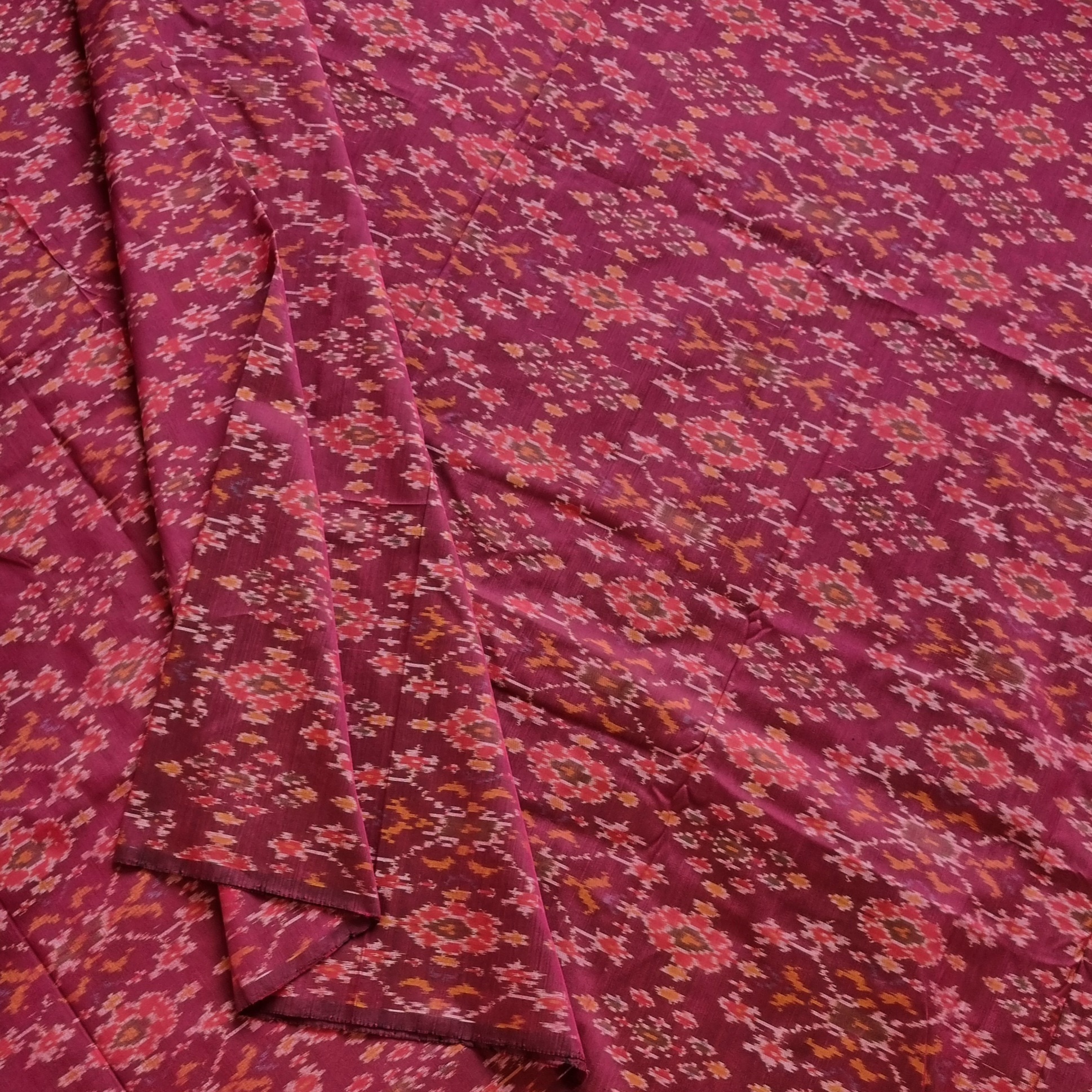 YARDAGE - Silkcotton Ikat burgundy maroon