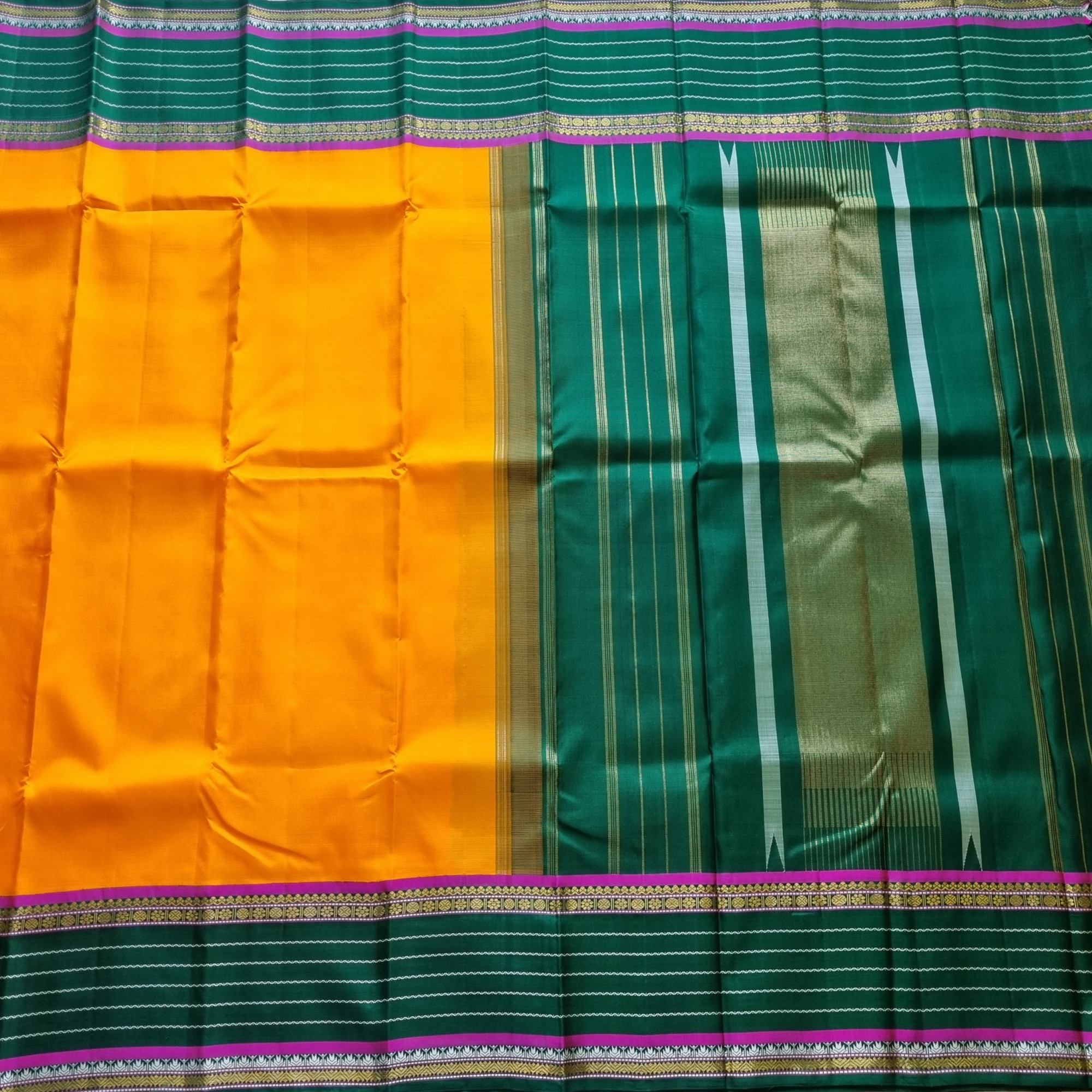 Kanjivaram silk Mambazha orange Korvai