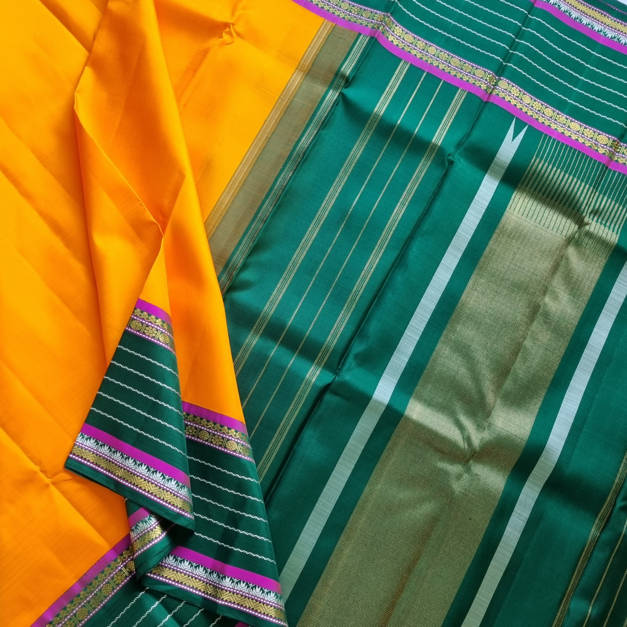 Kanjivaram silk Mambazha orange Korvai