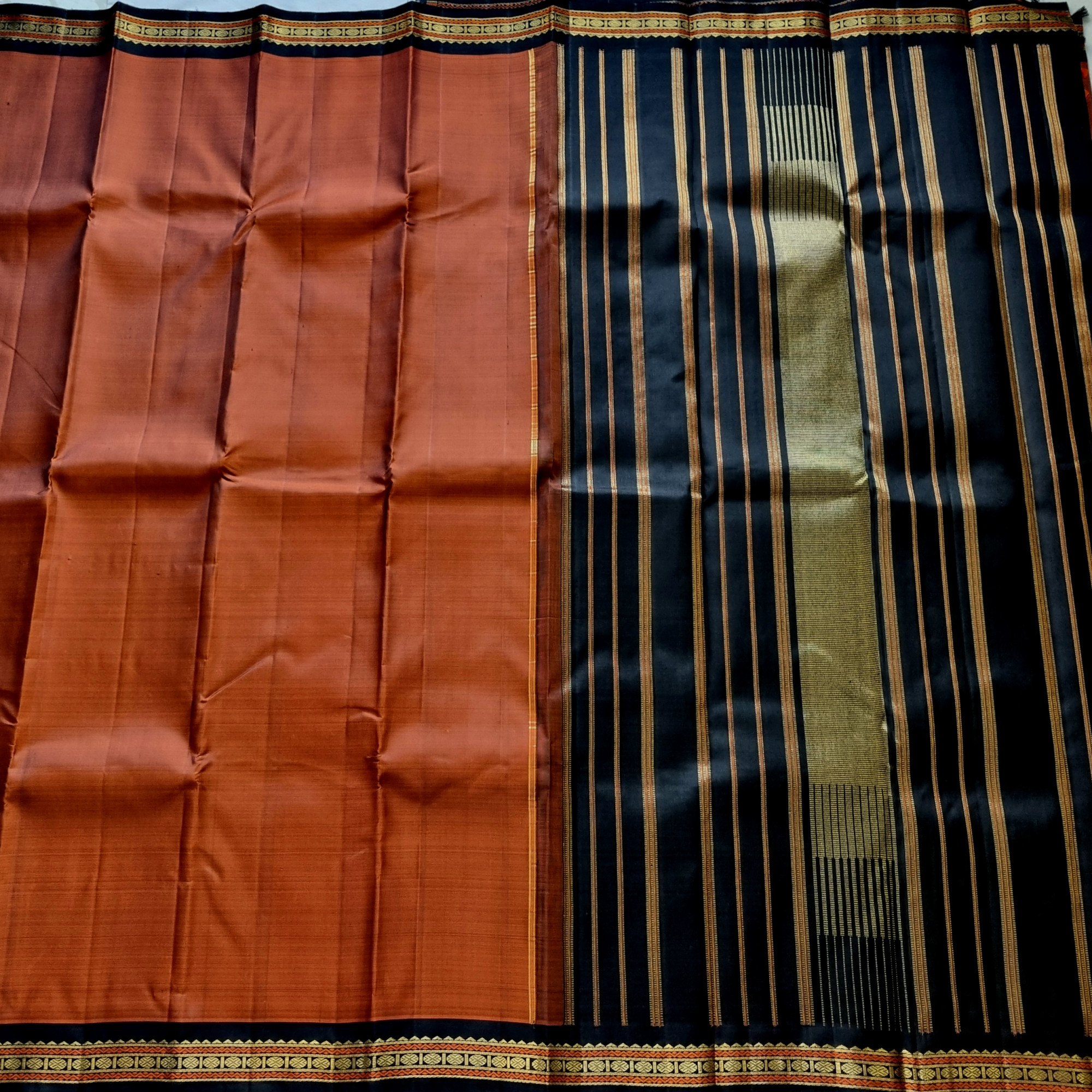 Kanjivaram Silk rust brown