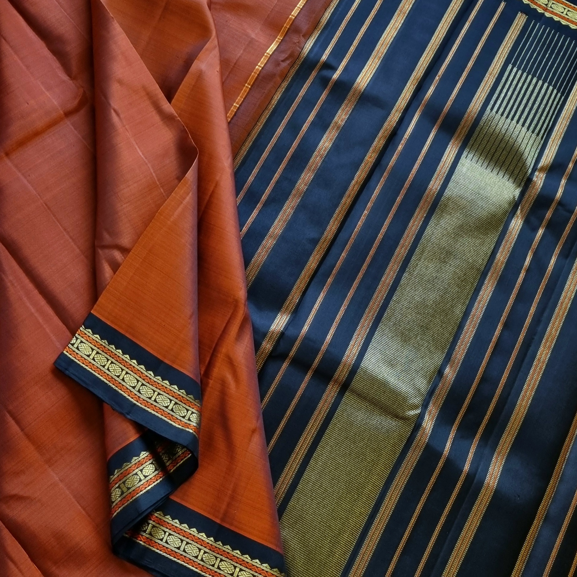 Kanjivaram Silk rust brown